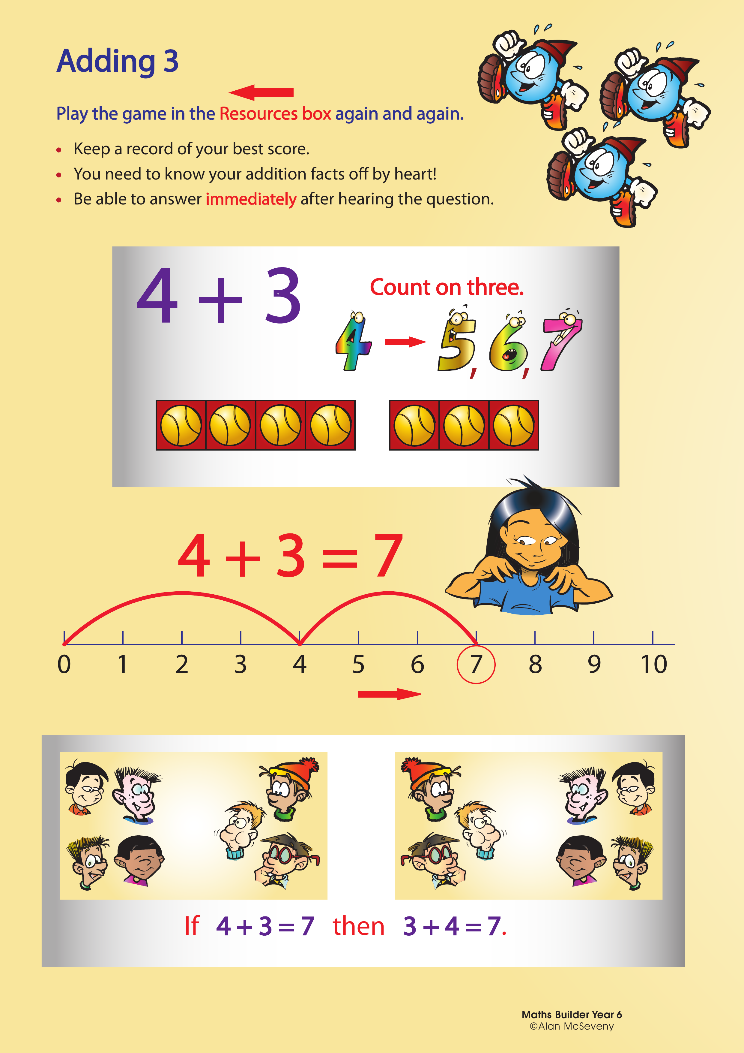 Adding 3 — worksheet preview