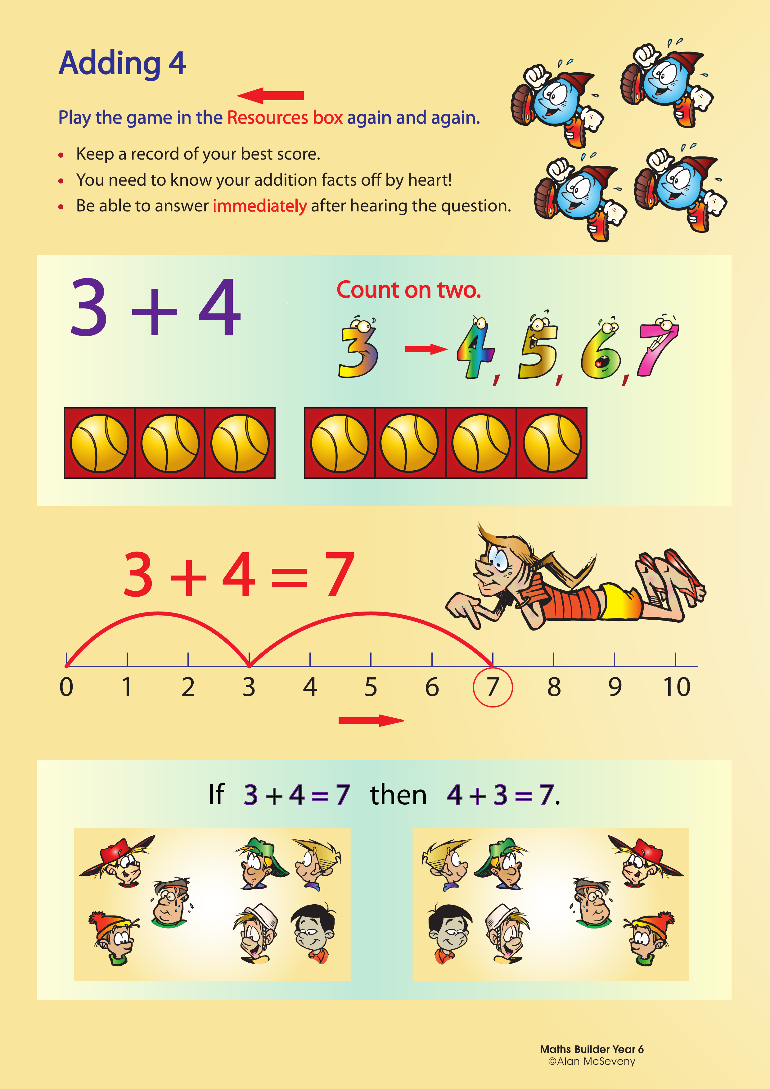 Adding 4 — worksheet preview