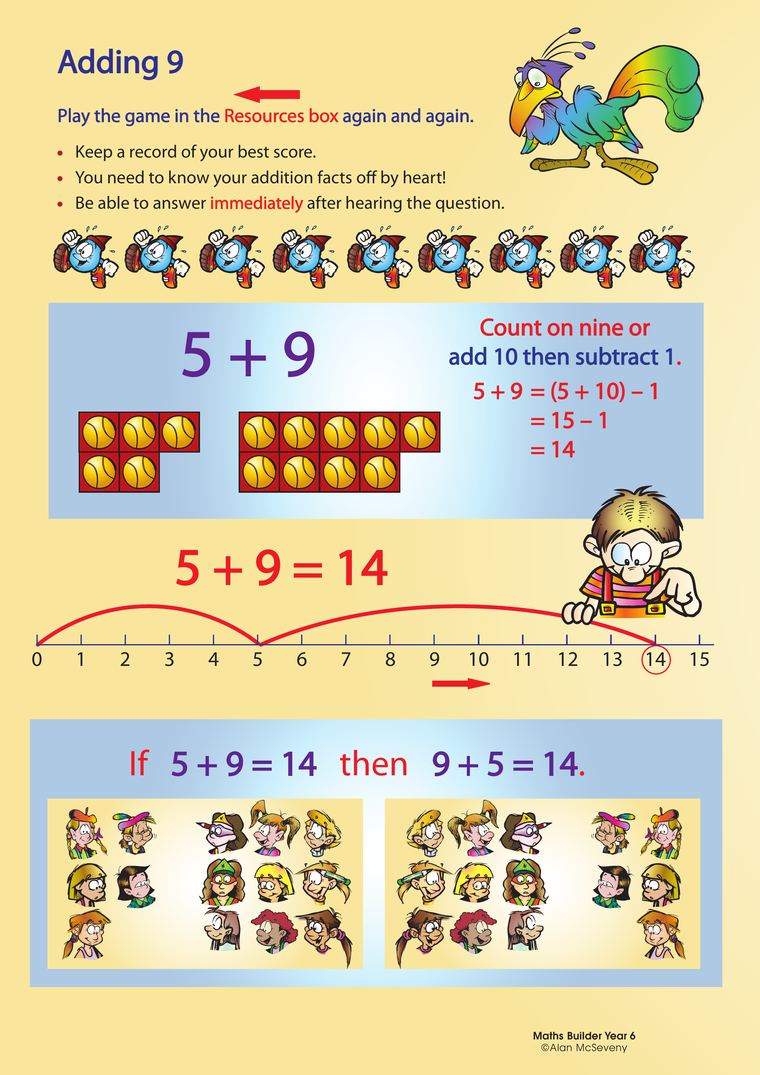 Adding 9 — worksheet preview