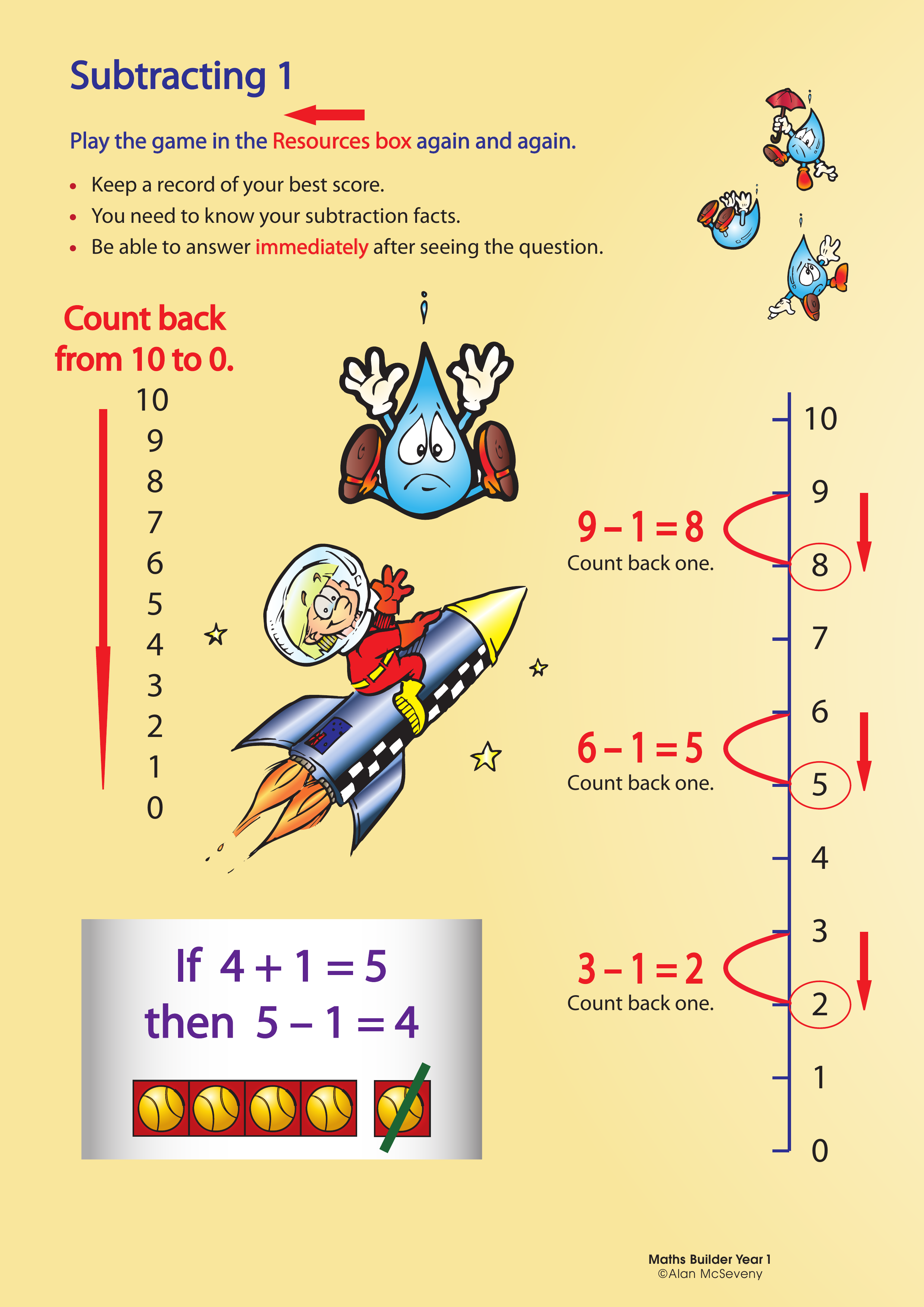 Subtracting 1 — worksheet preview