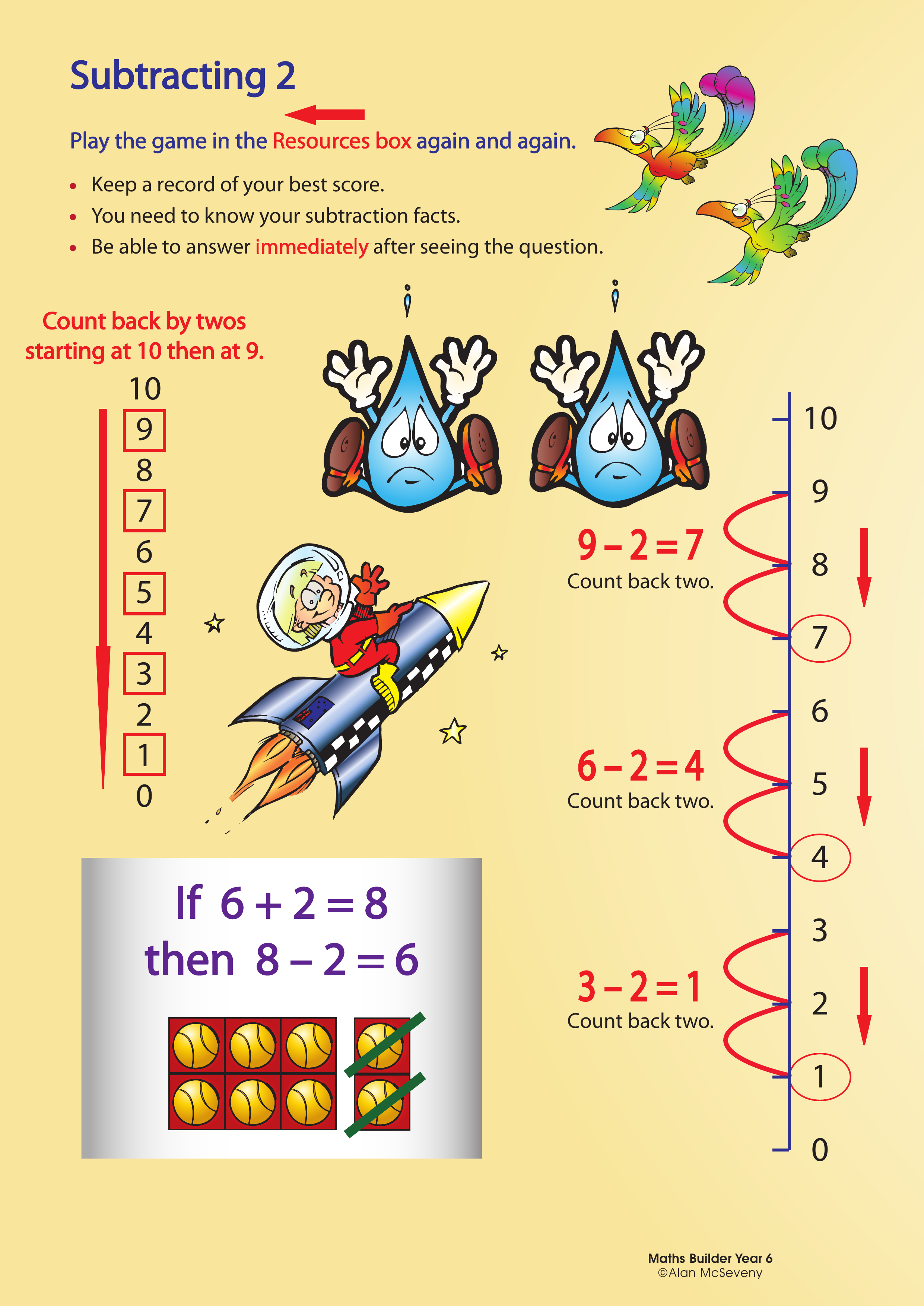 Subtracting 2 — worksheet preview
