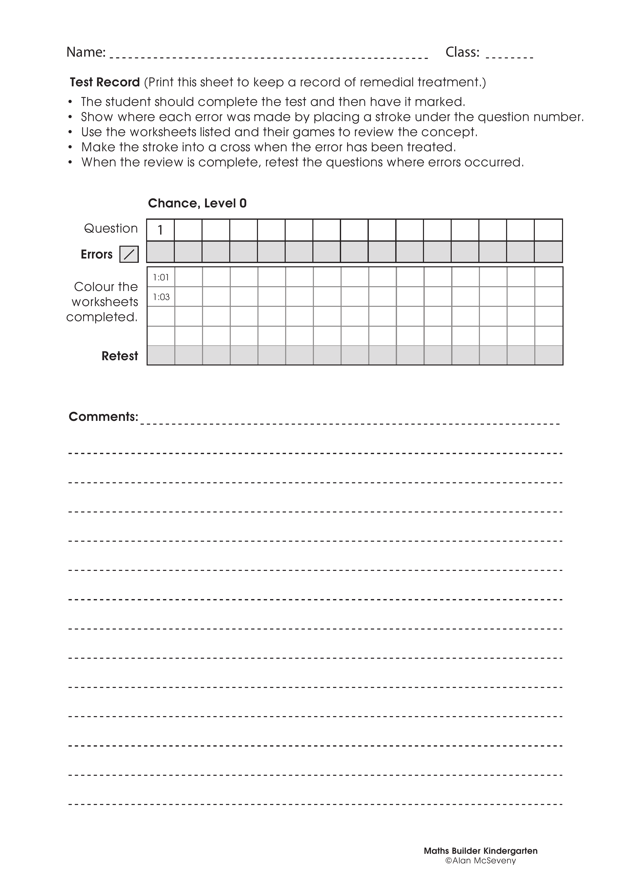 Assessment test records — worksheet preview