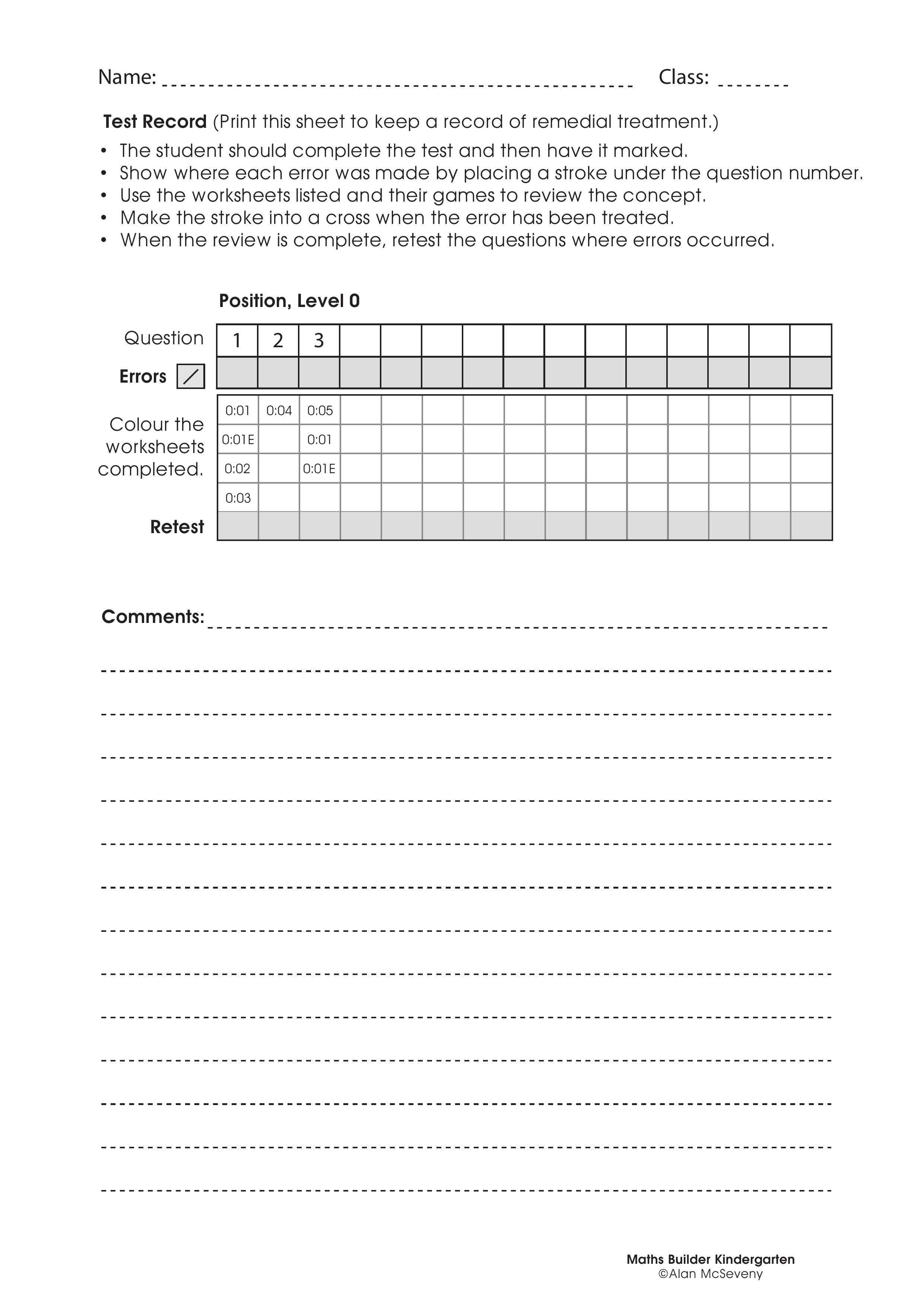 Assessment test records — worksheet preview