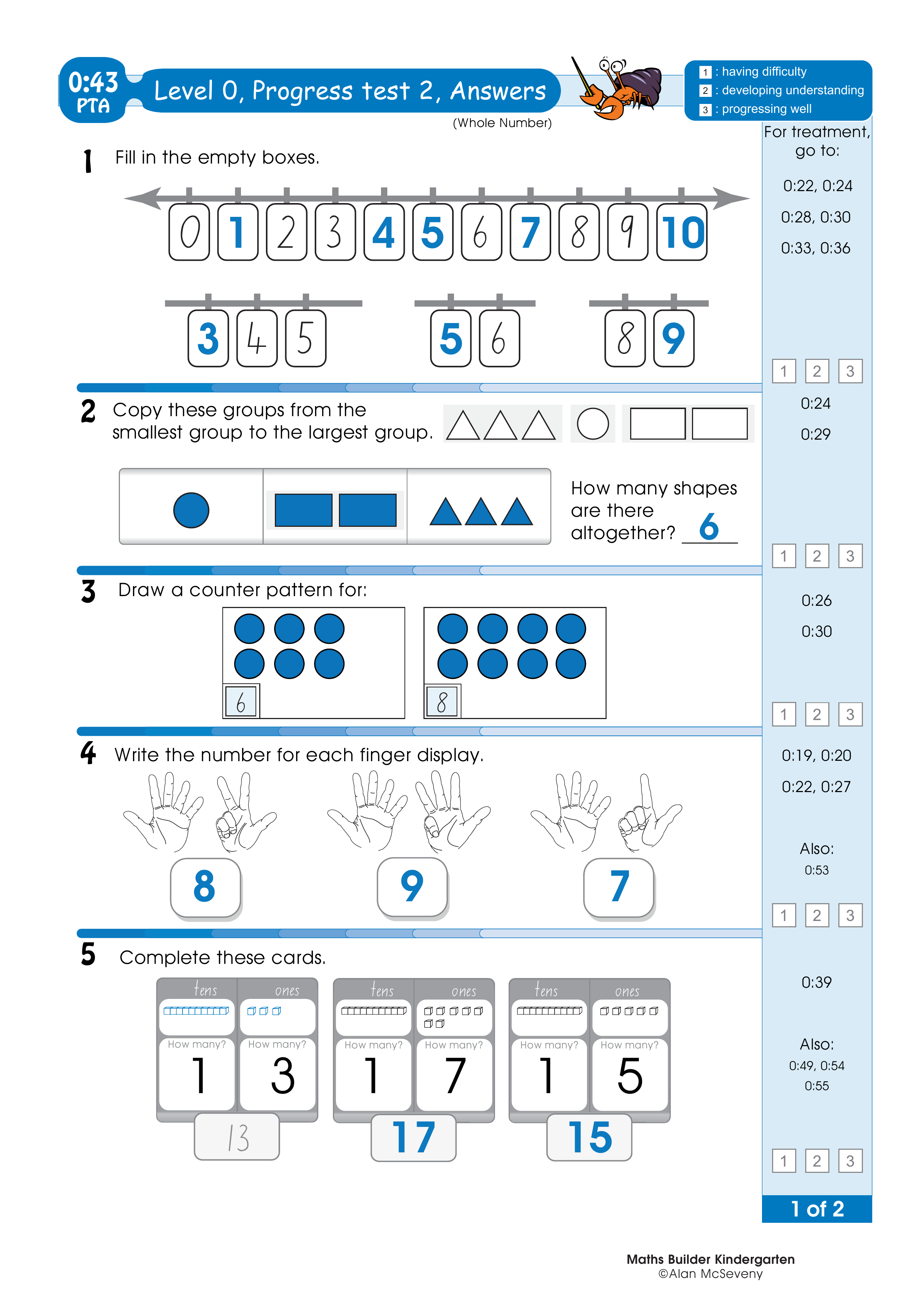 Progress test 2, Answers and records — worksheet preview
