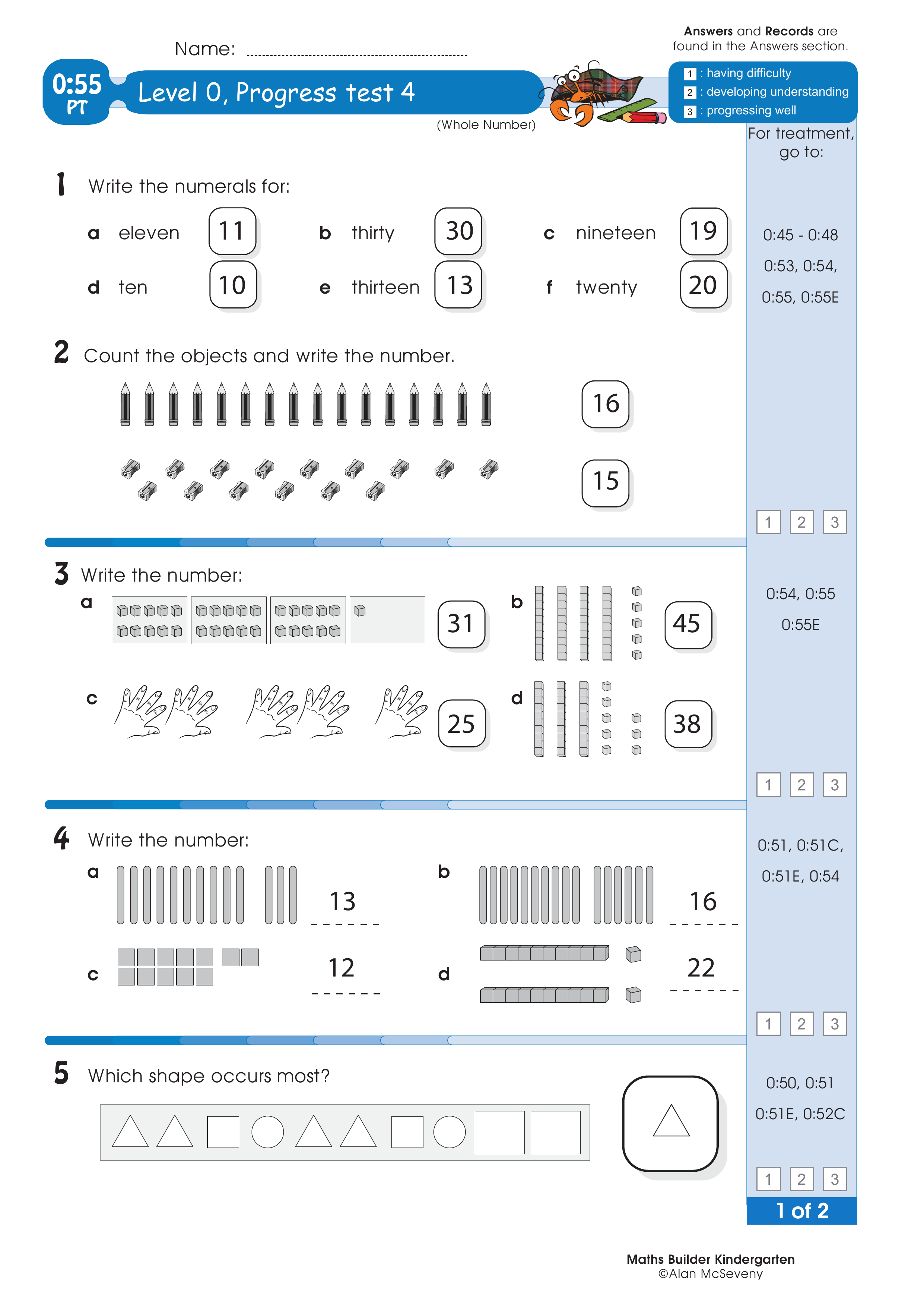 Progress test 4, Answers and records — worksheet preview