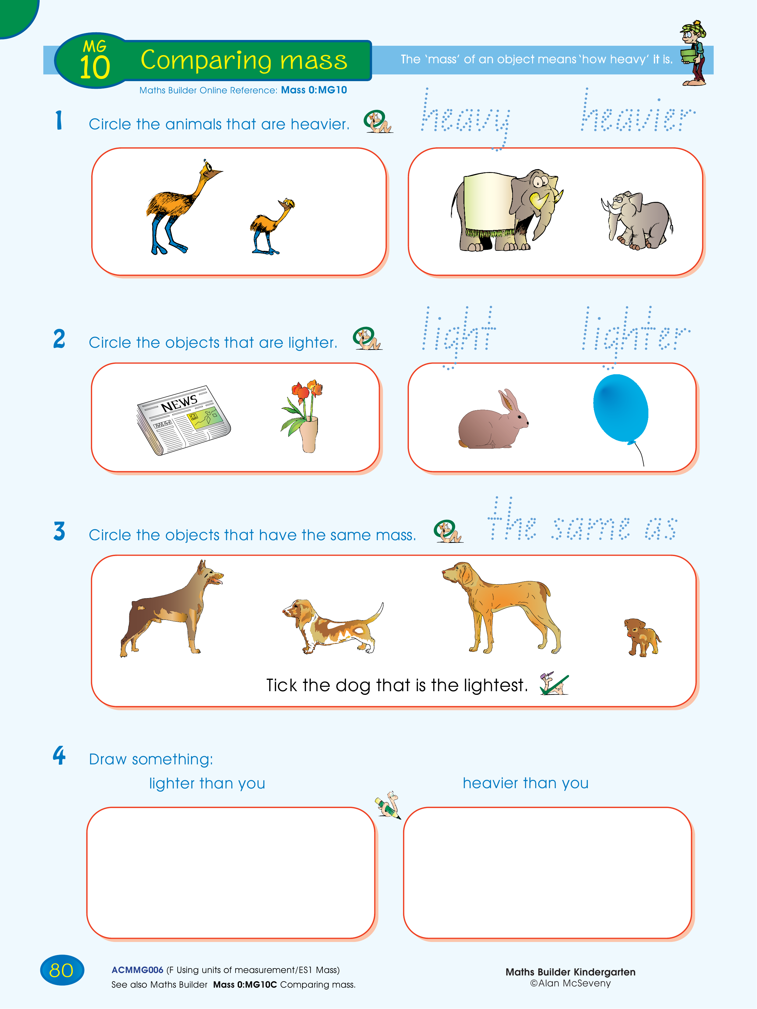 Comparing mass — worksheet preview