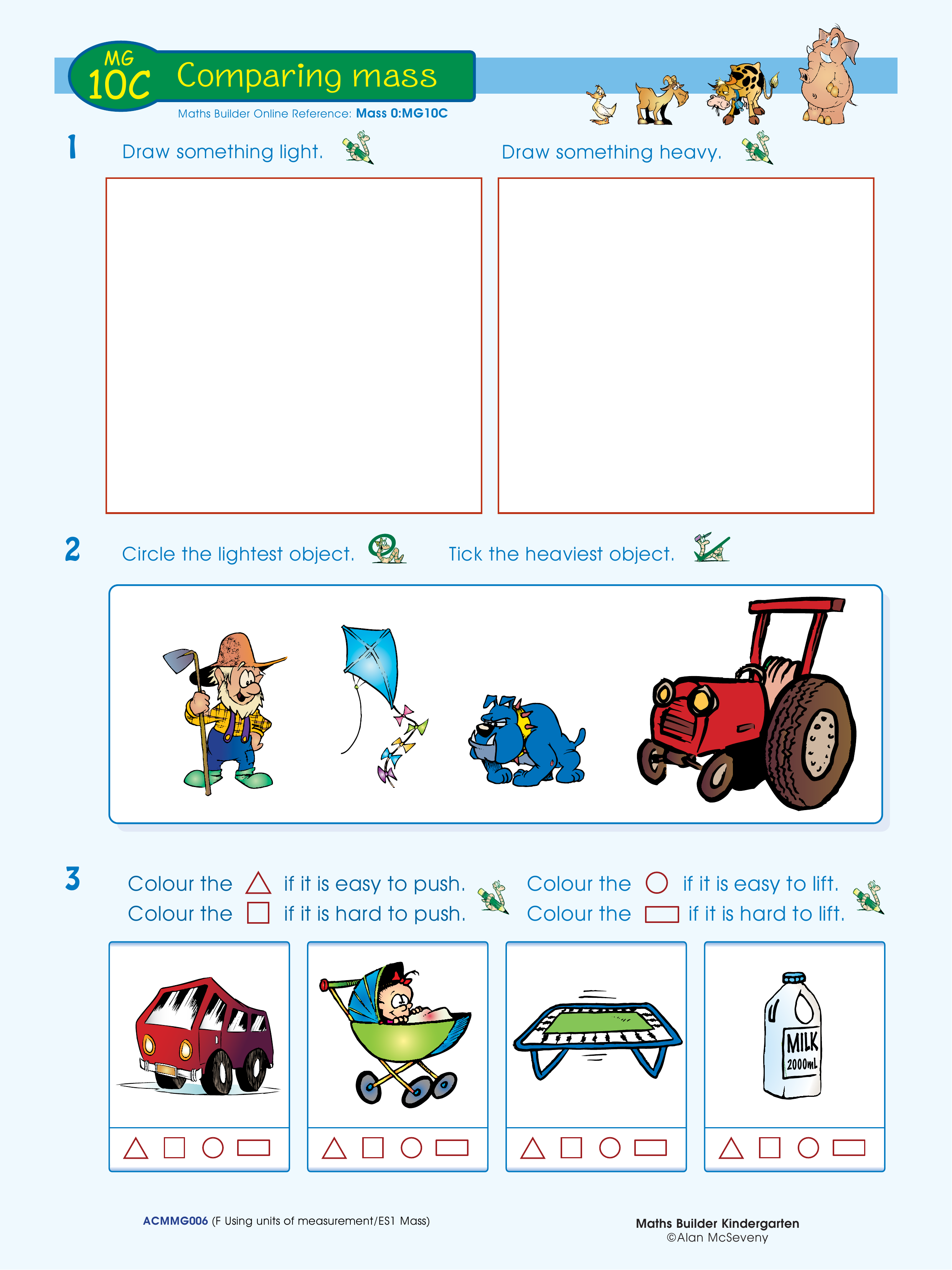 Comparing mass — worksheet preview