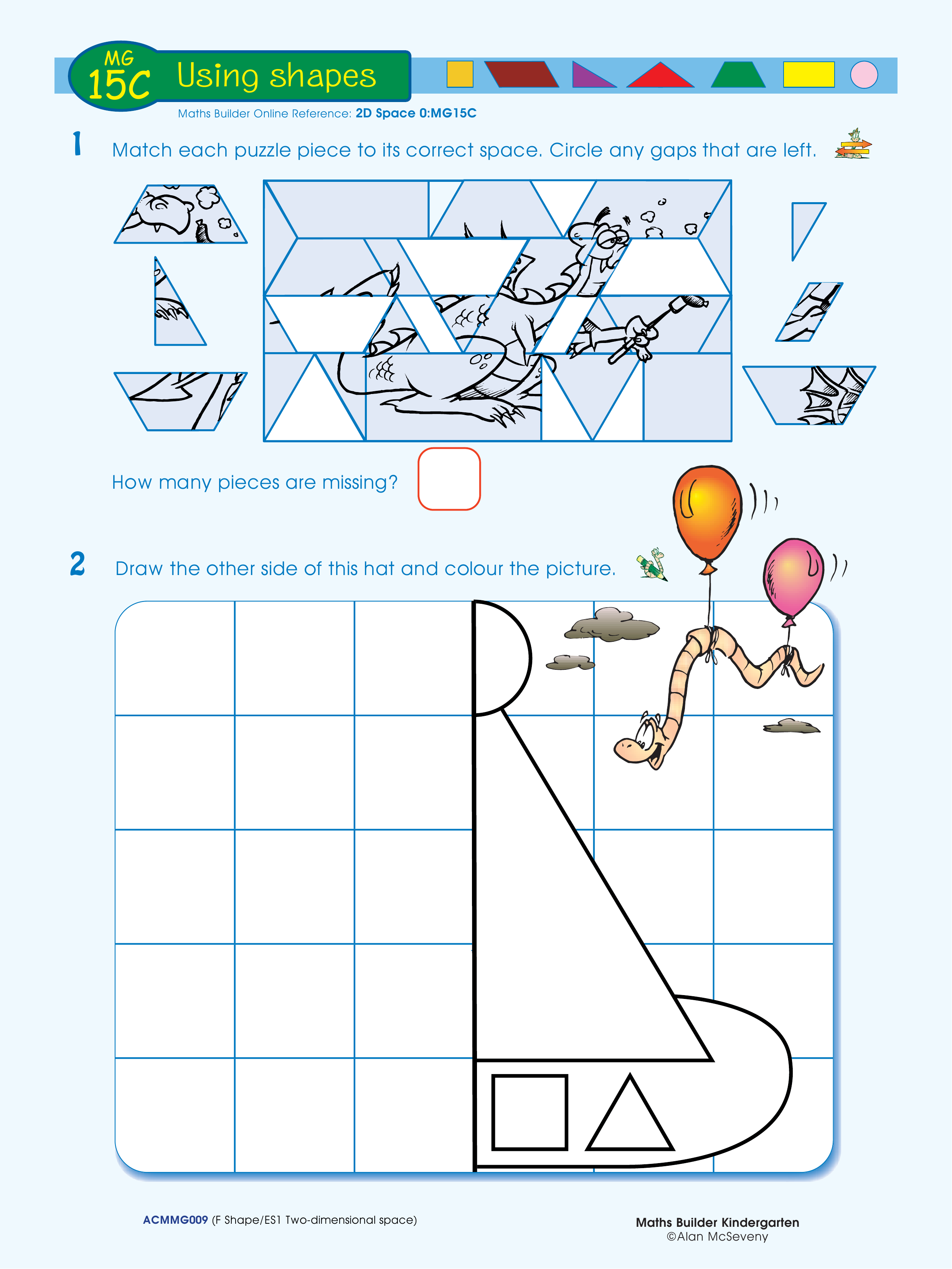 Using shapes — worksheet preview