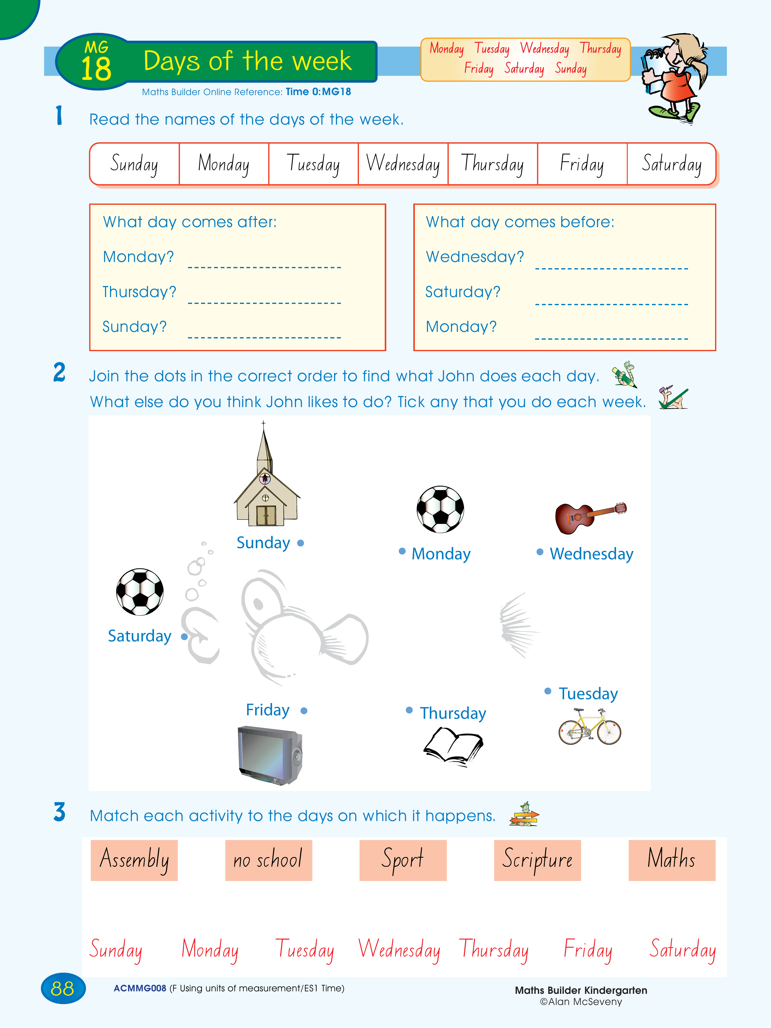 Days of the week — worksheet preview