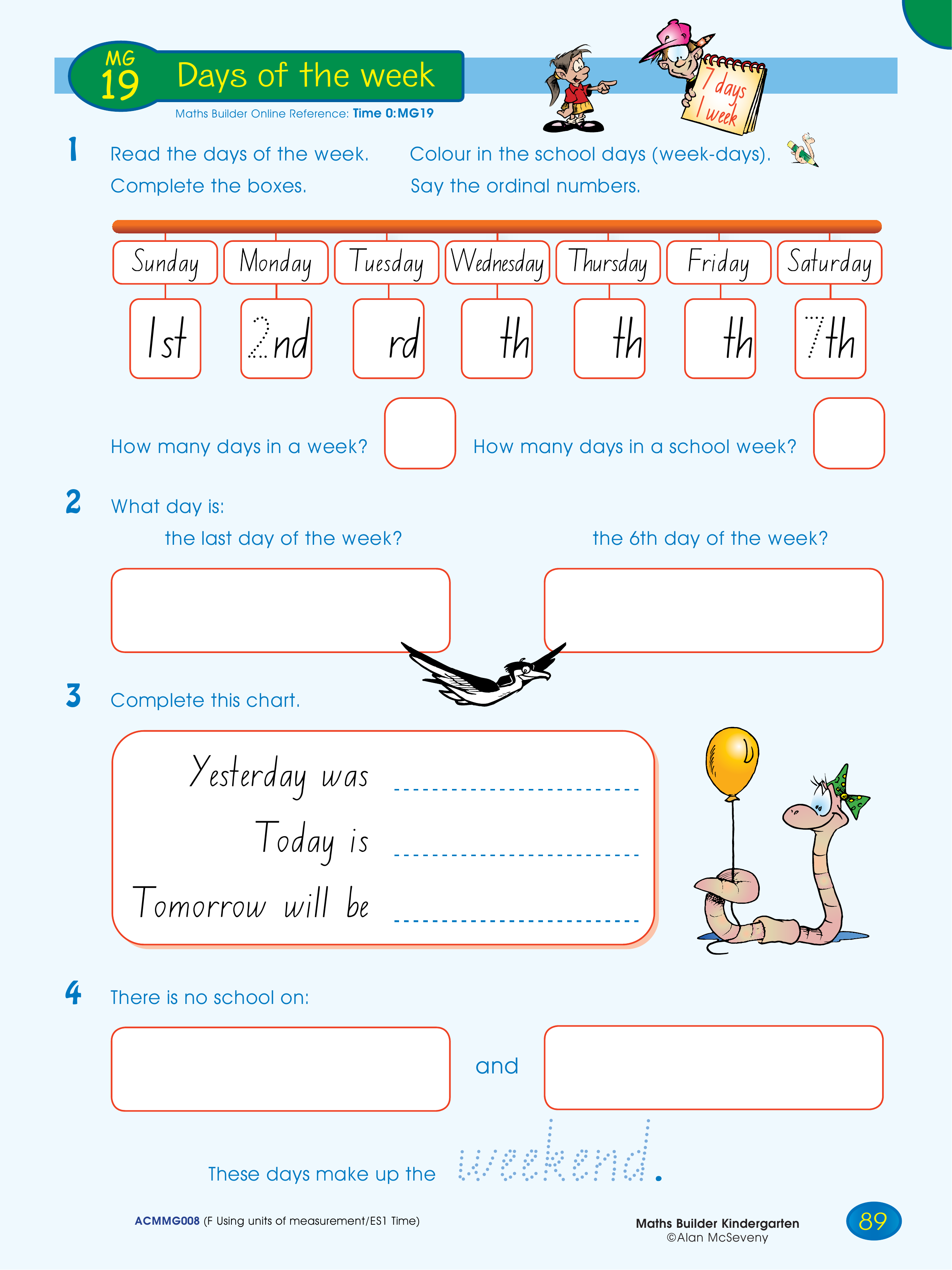 Days of the week — worksheet preview