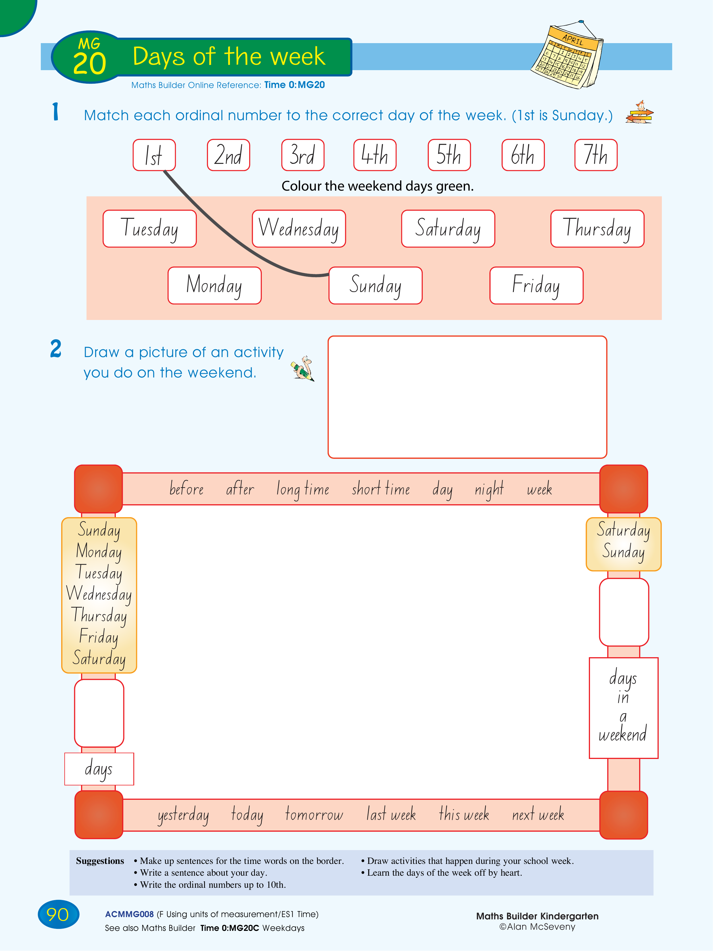 Days of the week — worksheet preview