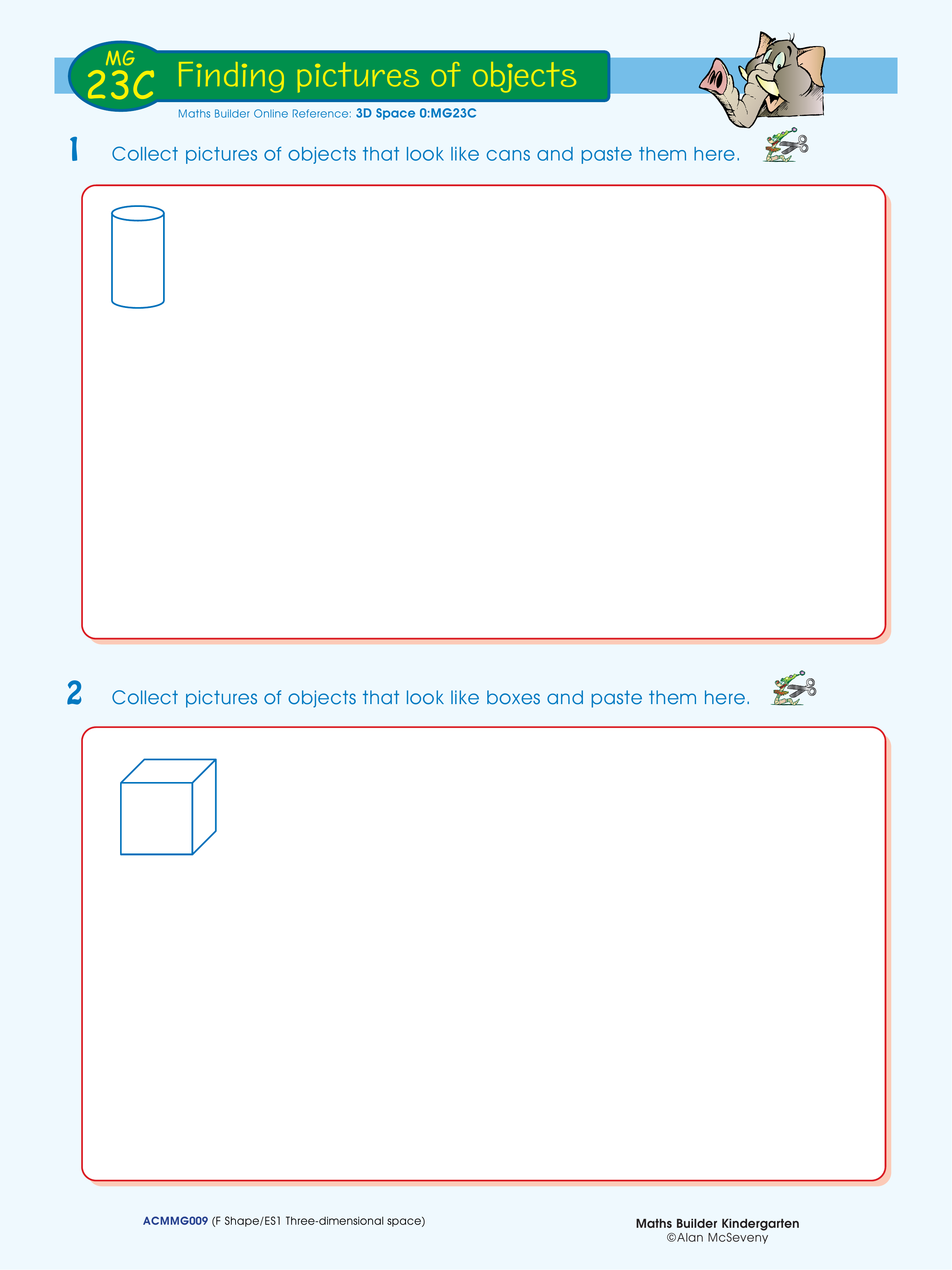 Finding pictures of objects — worksheet preview