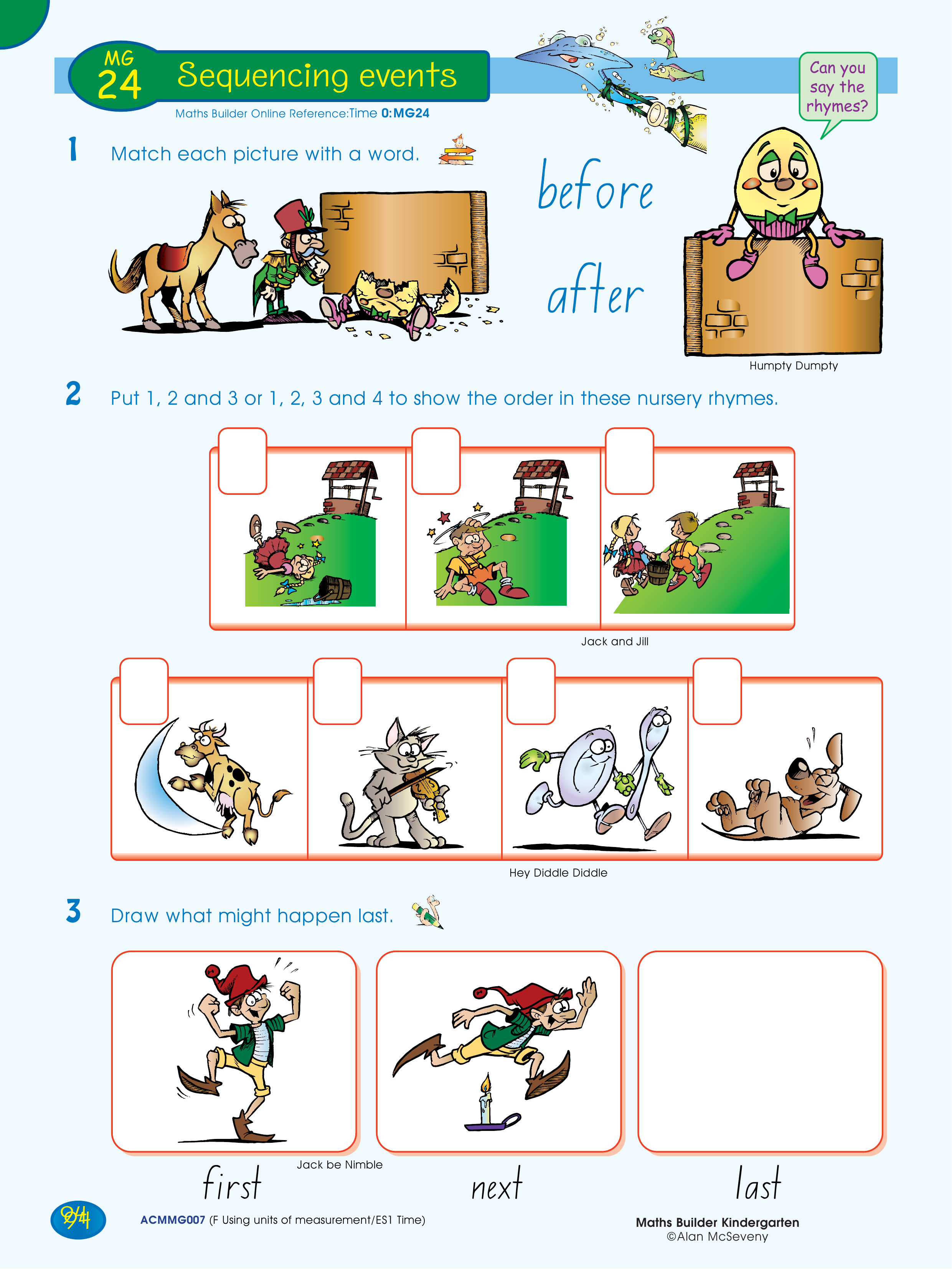 Sequencing events — worksheet preview