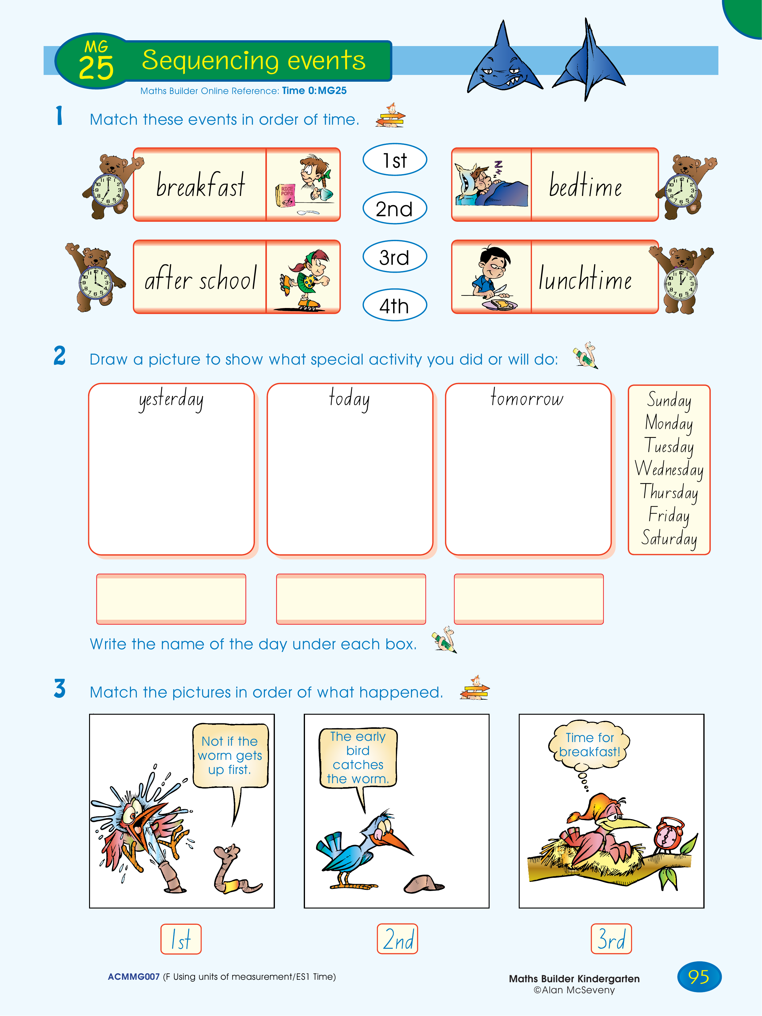 Sequencing events — worksheet preview