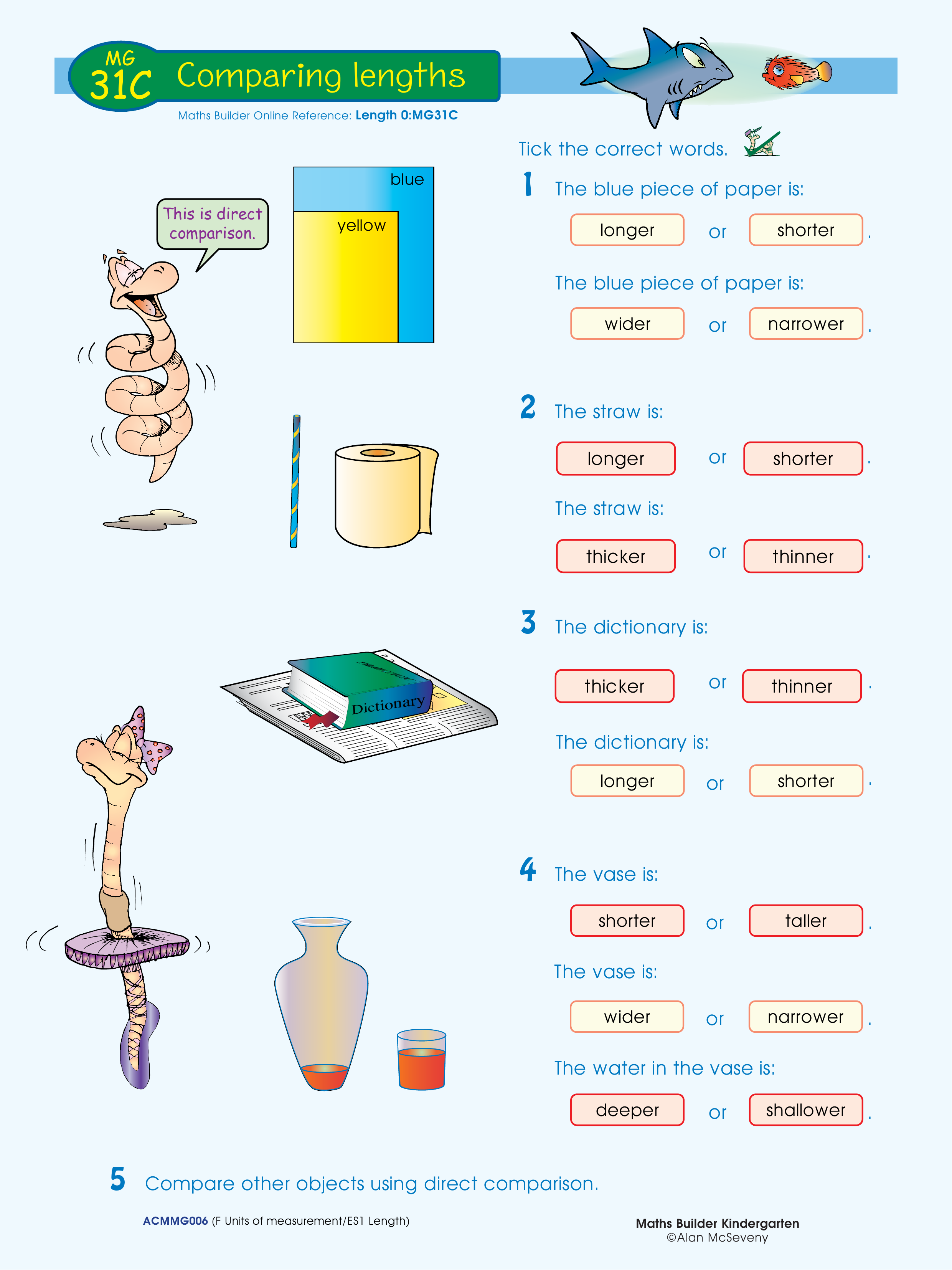 Comparing lengths — worksheet preview