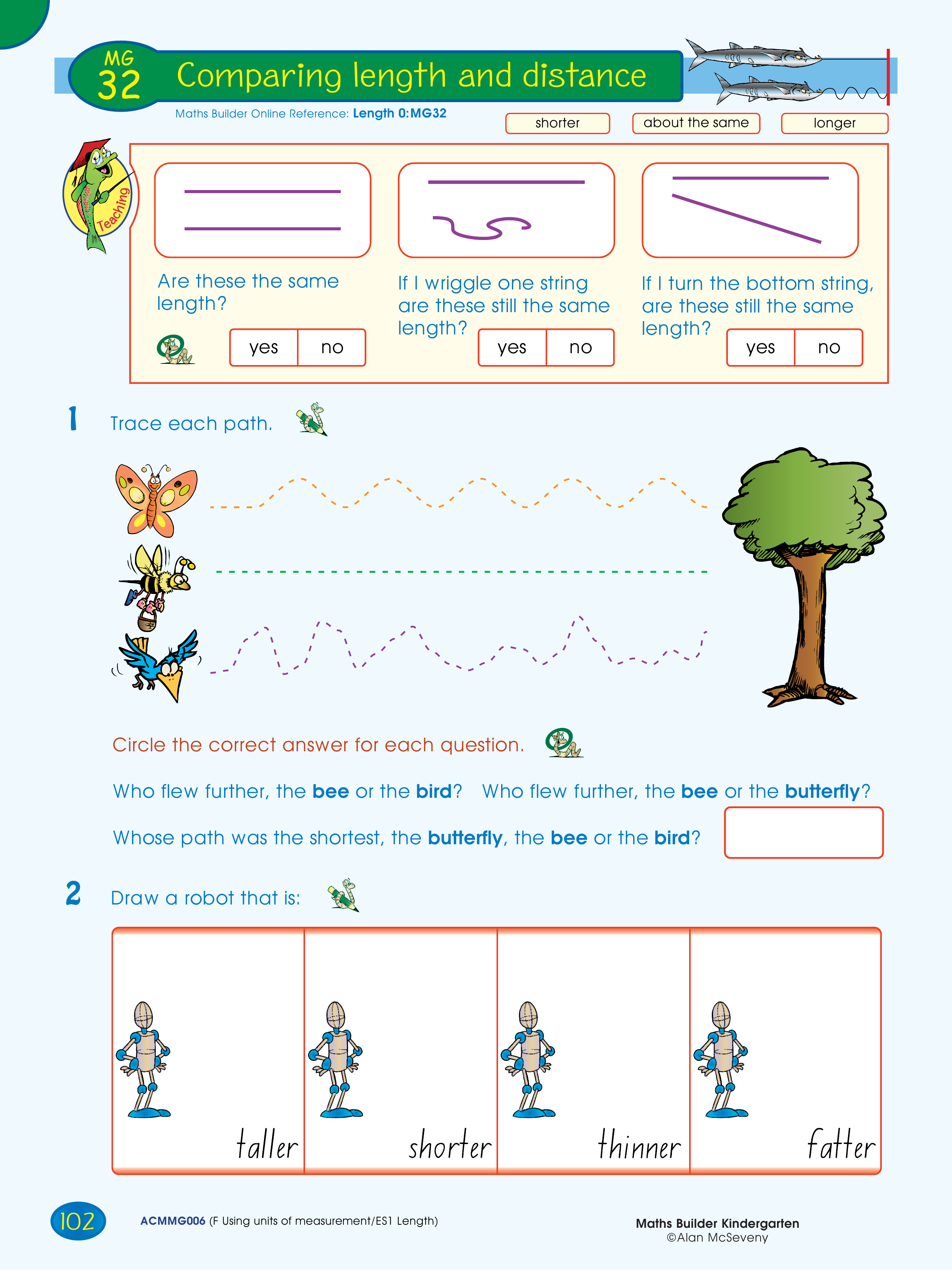 Comparing length and distance — worksheet preview