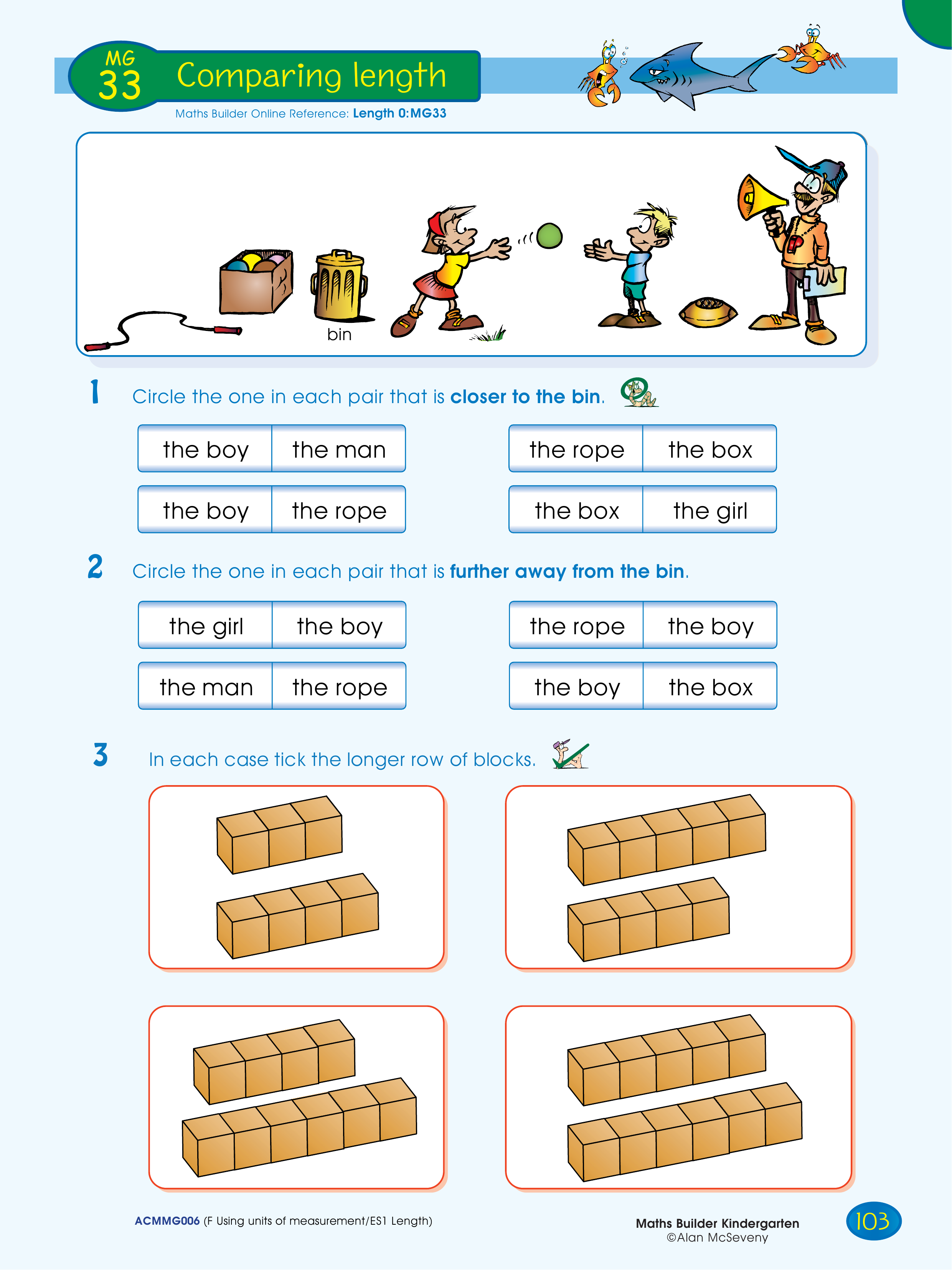 Comparing length — worksheet preview