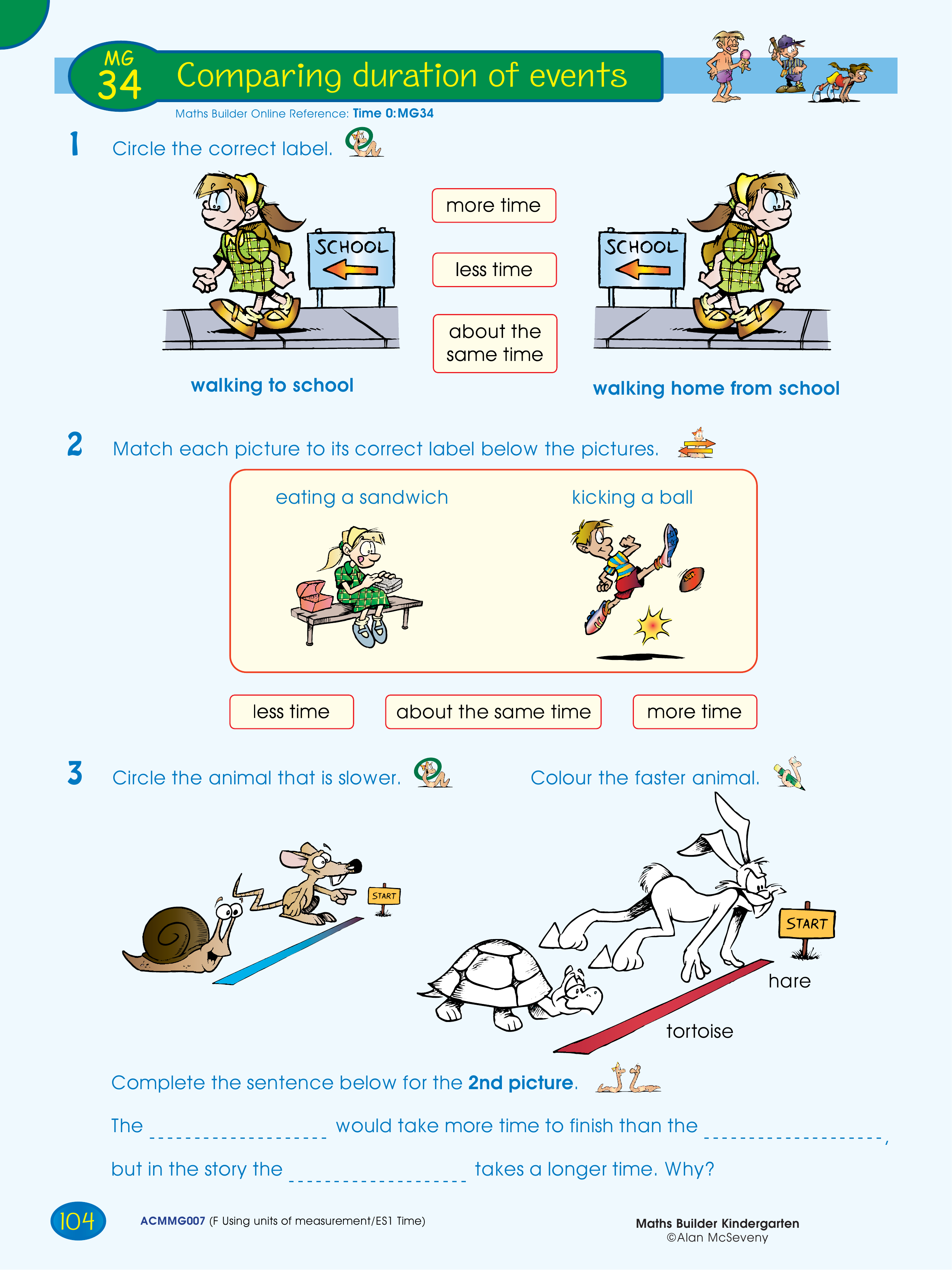 Comparing duration of events — worksheet preview
