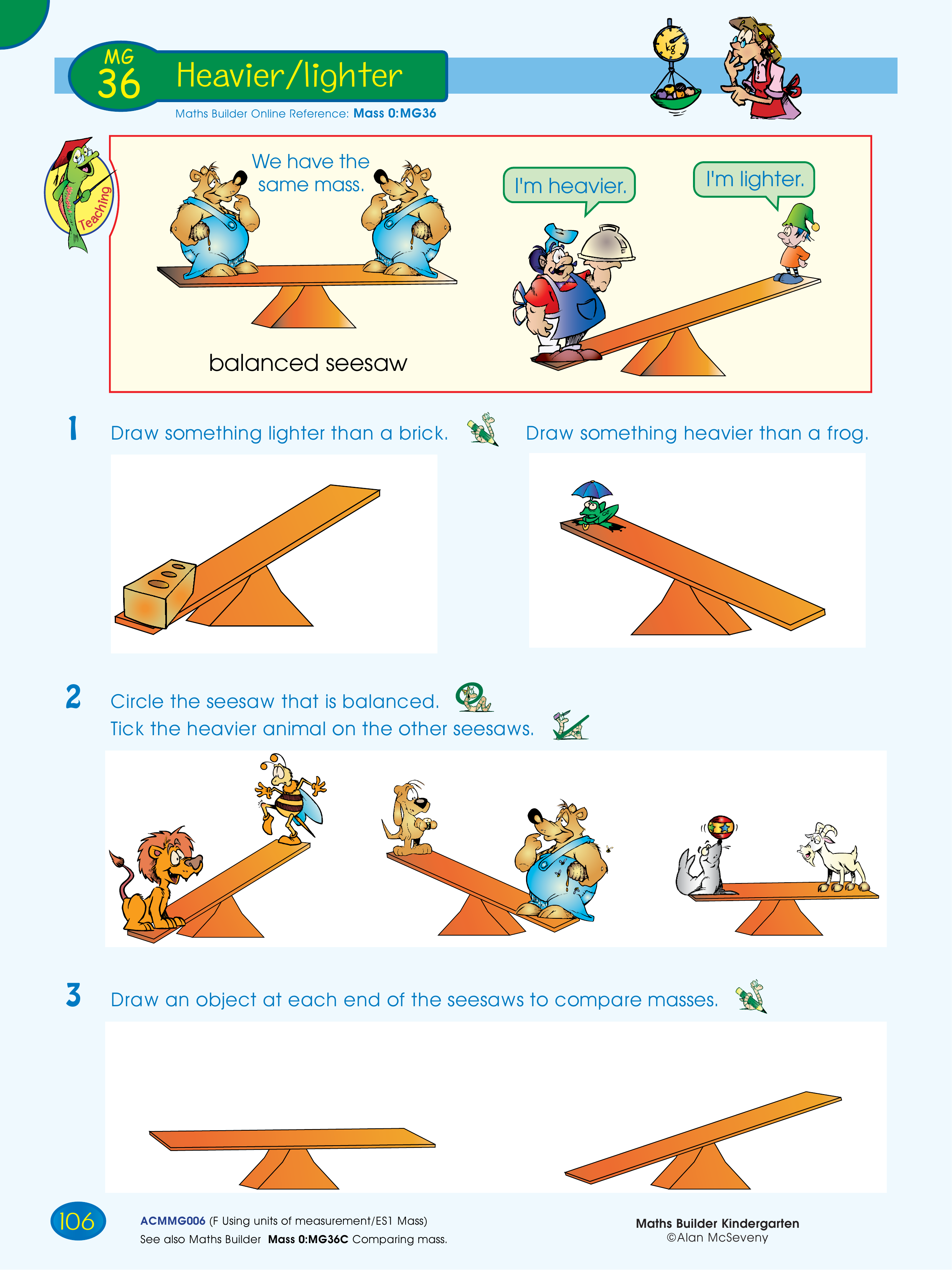 Heavier/lighter — worksheet preview