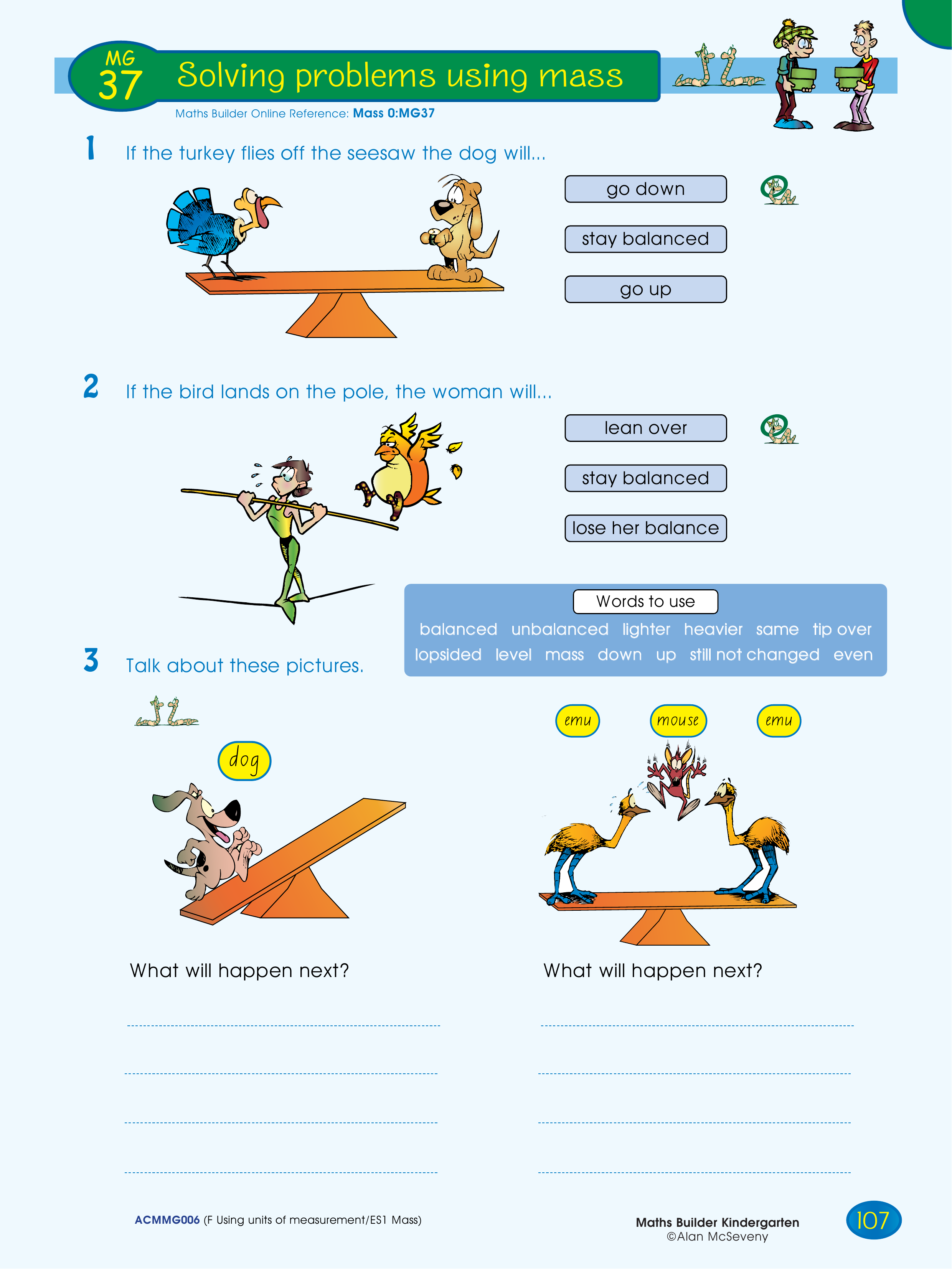 Solving problems using mass — worksheet preview