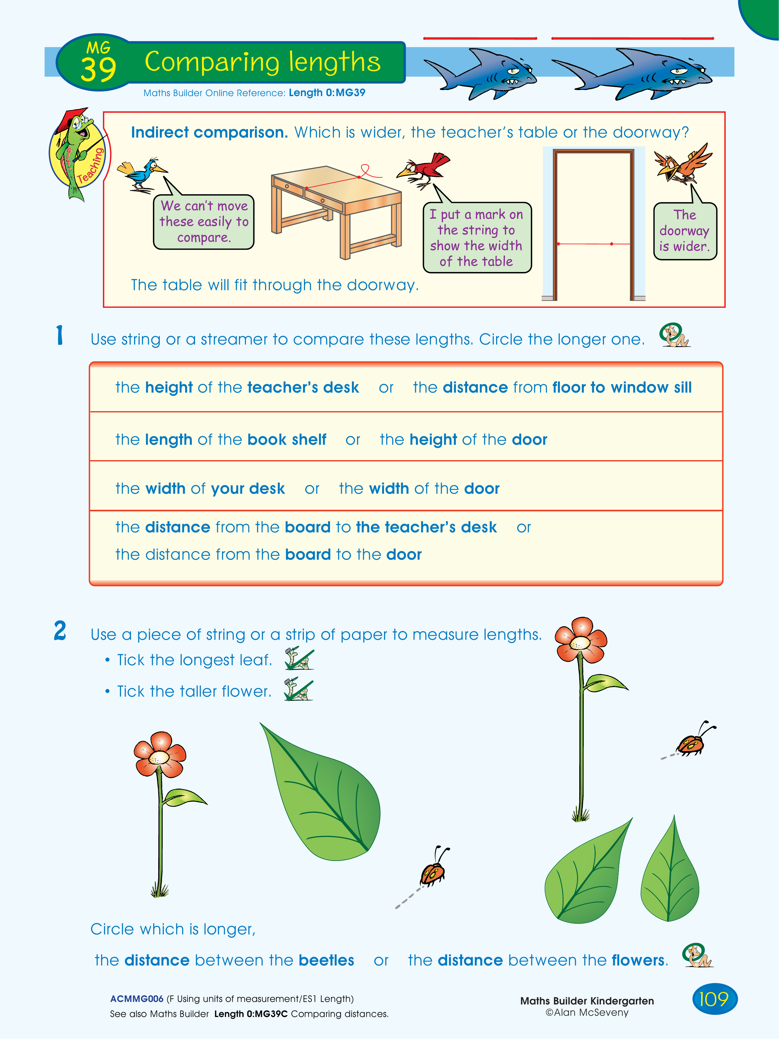 Comparing lengths — worksheet preview