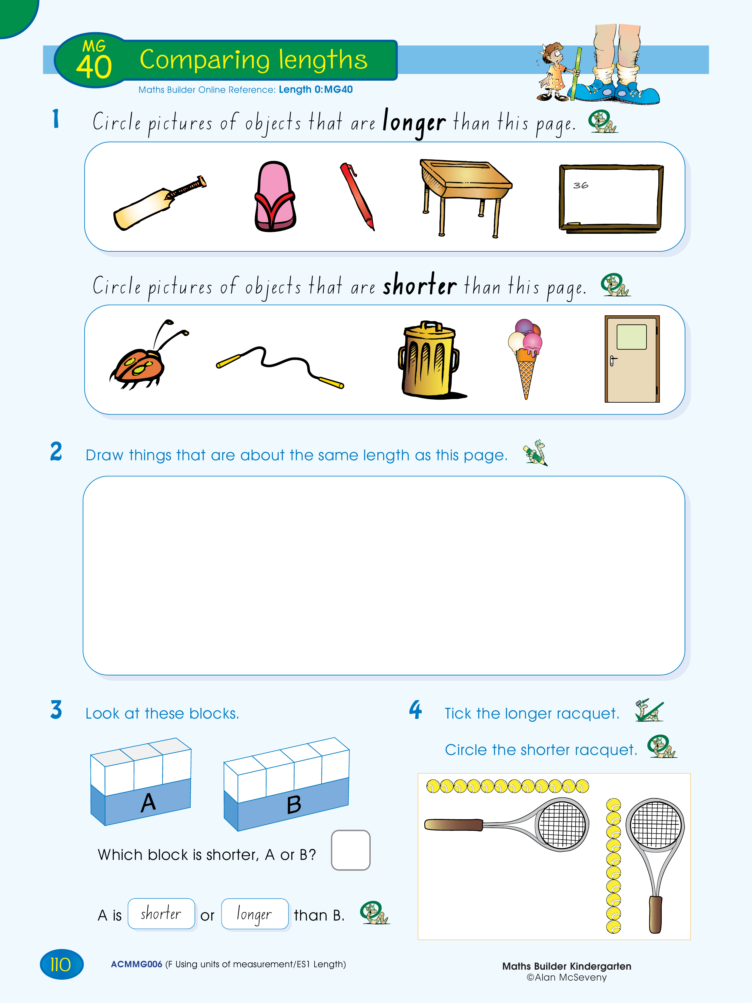 Comparing length — worksheet preview