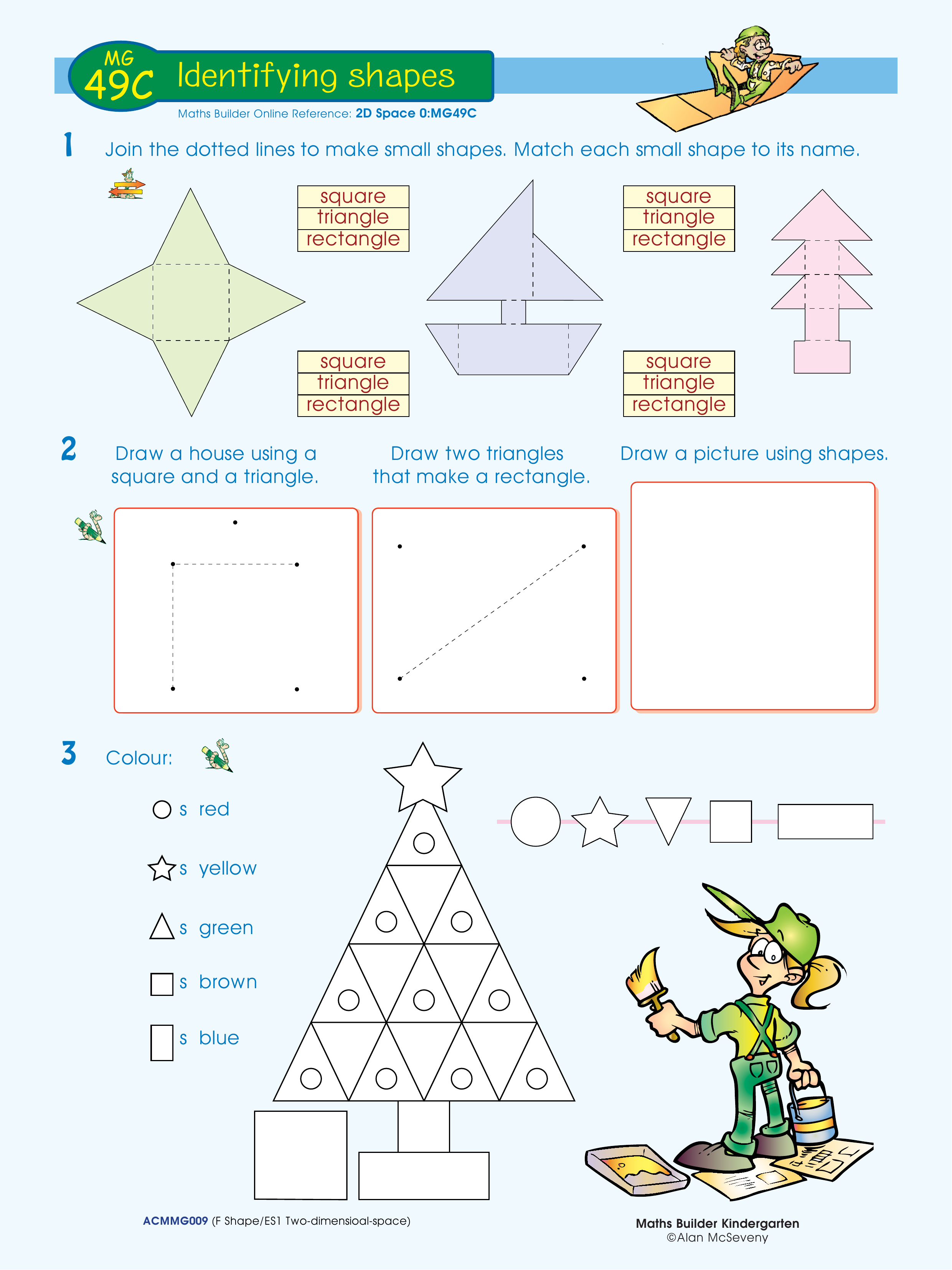 Identifying shapes — worksheet preview