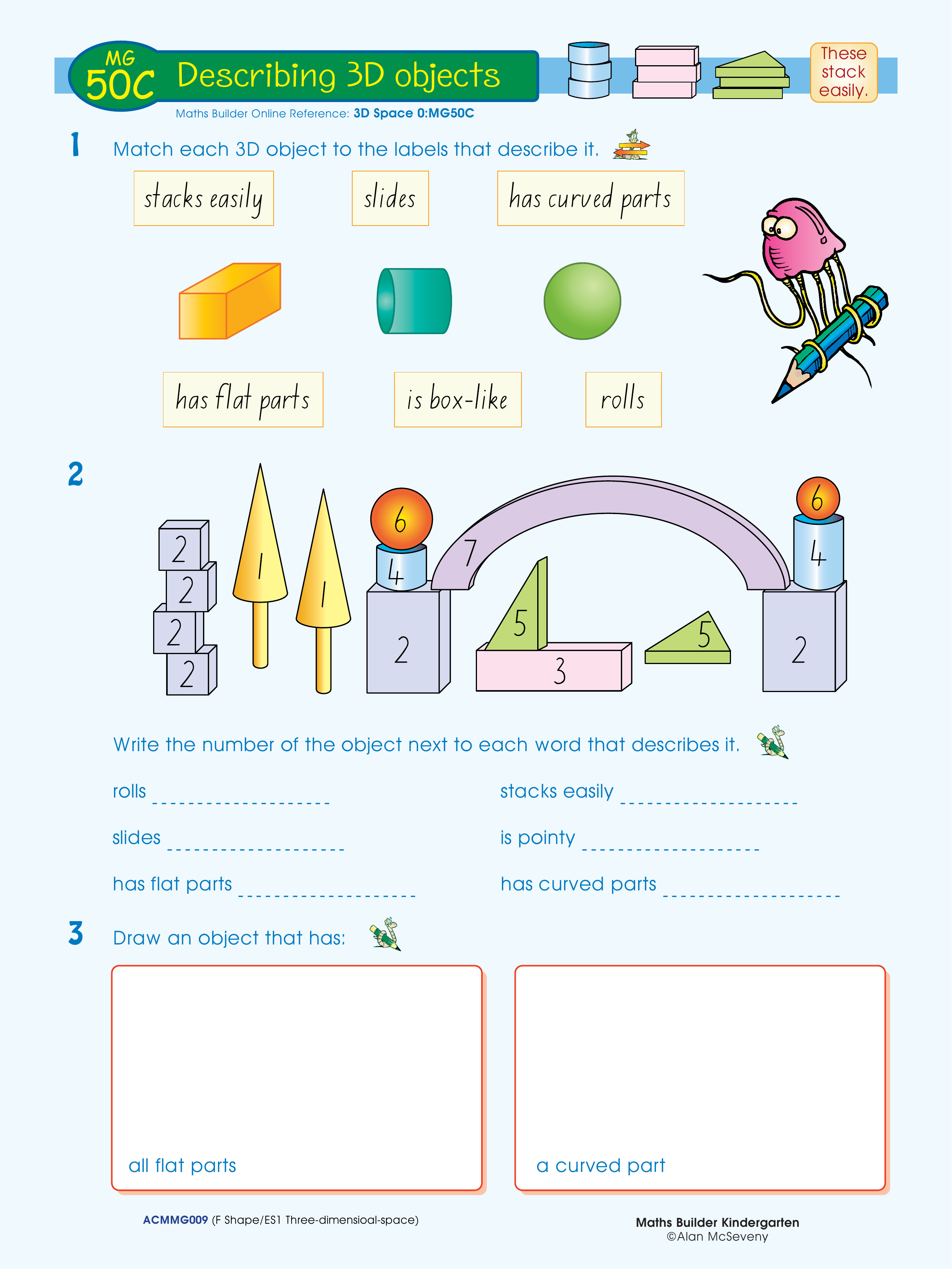 Describing 3D objects — worksheet preview