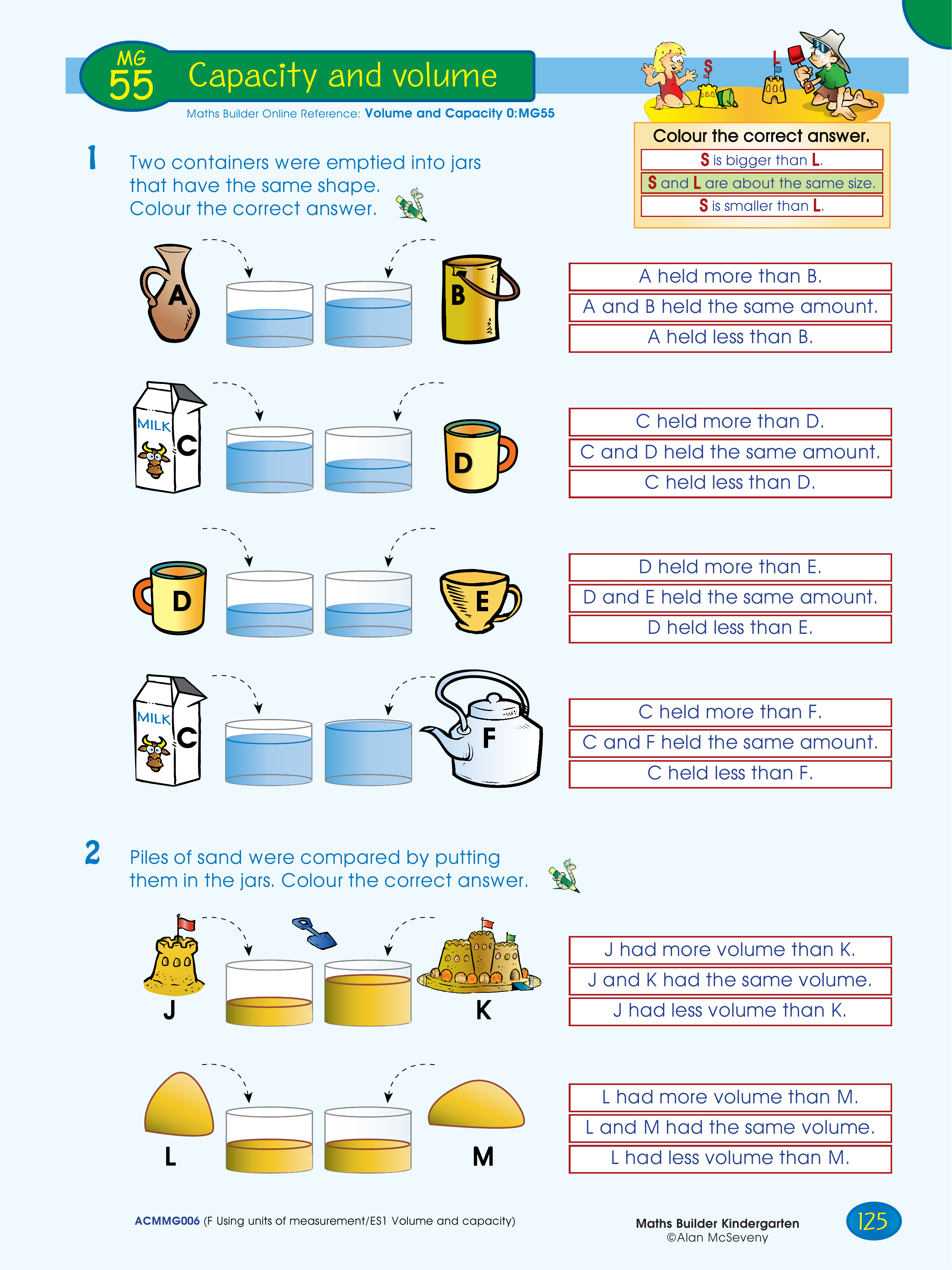 Capacity and volume — worksheet preview