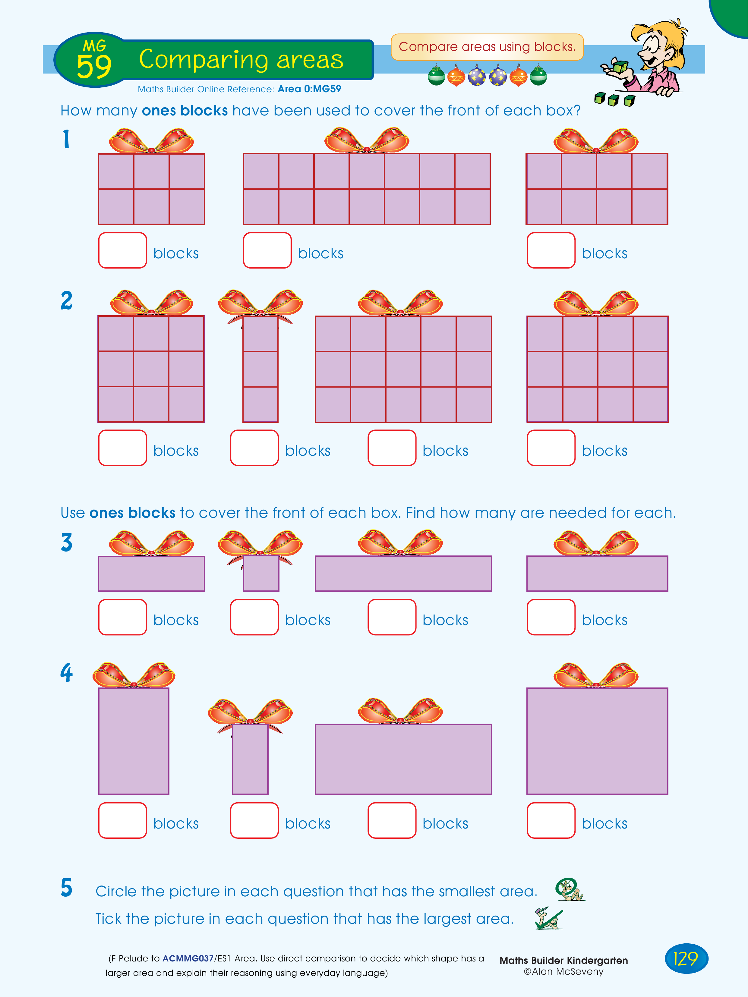 Comparing areas — worksheet preview