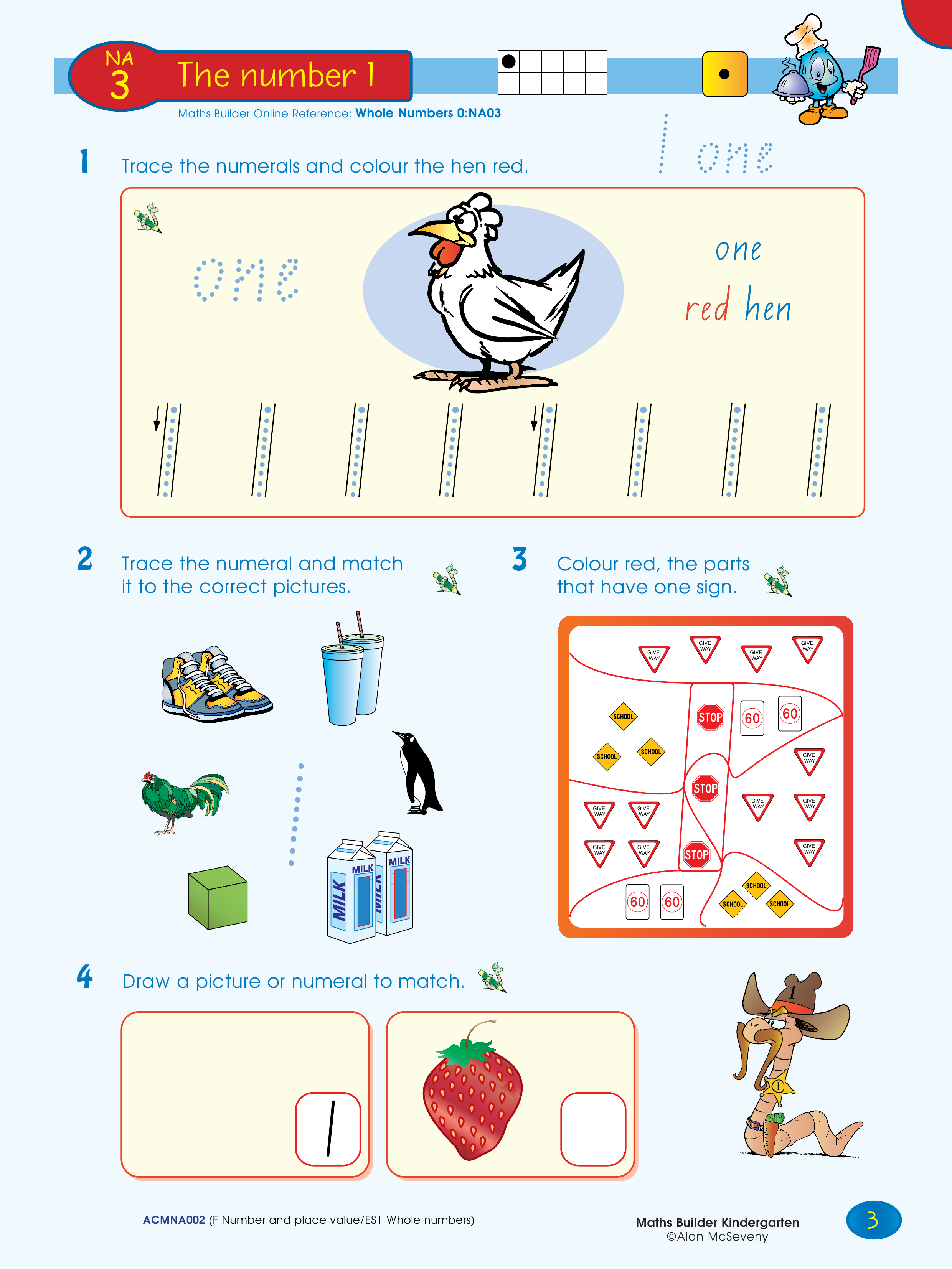 The number 1 — worksheet preview