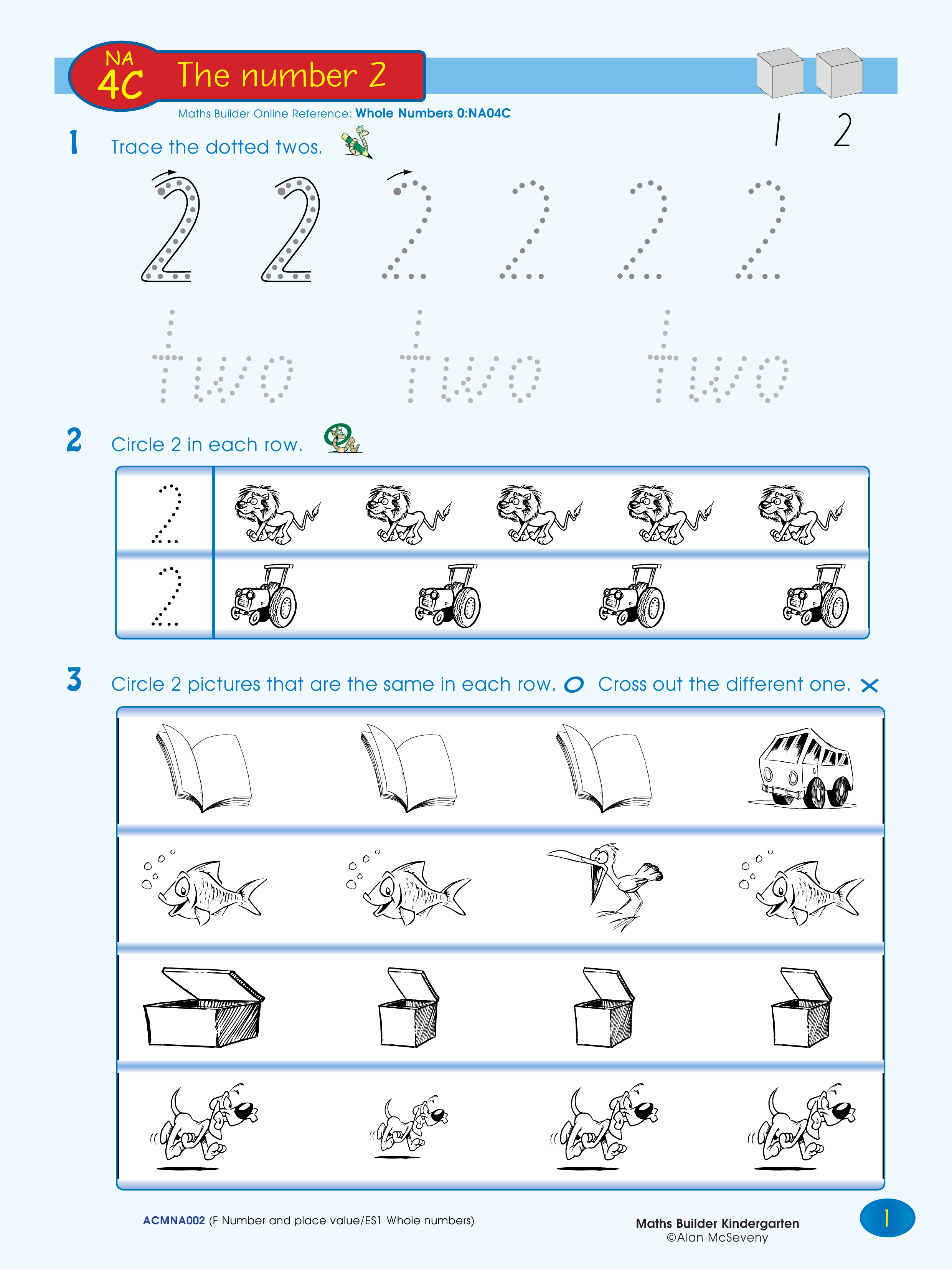 The number 2 — worksheet preview