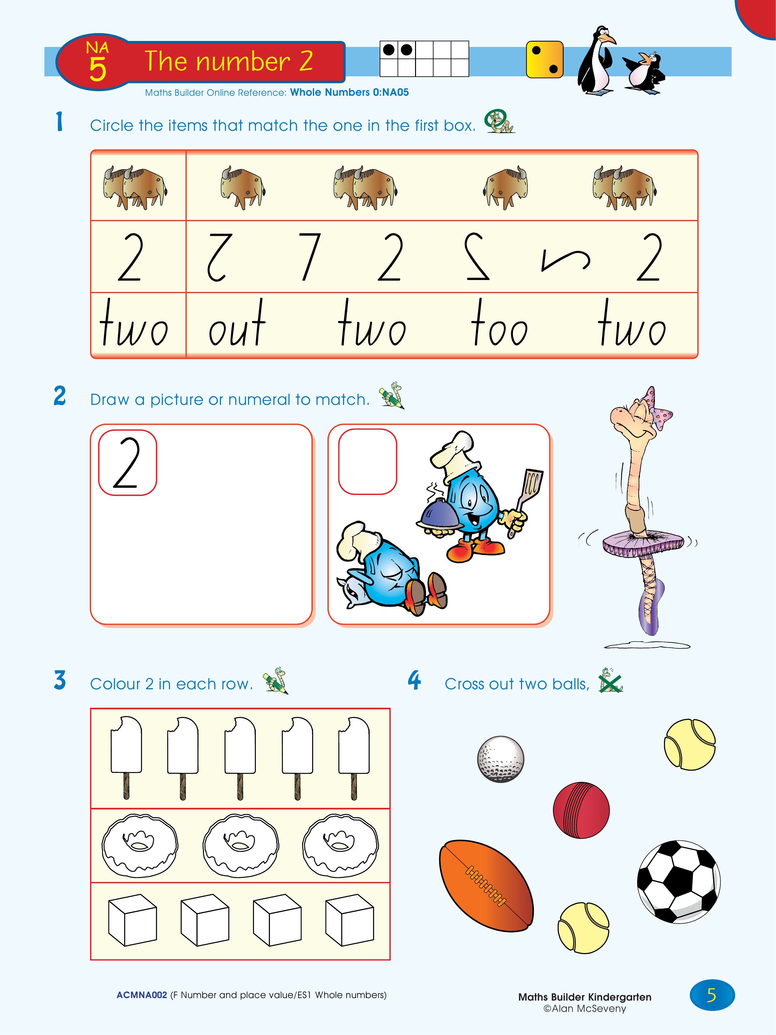 The number 2 — worksheet preview