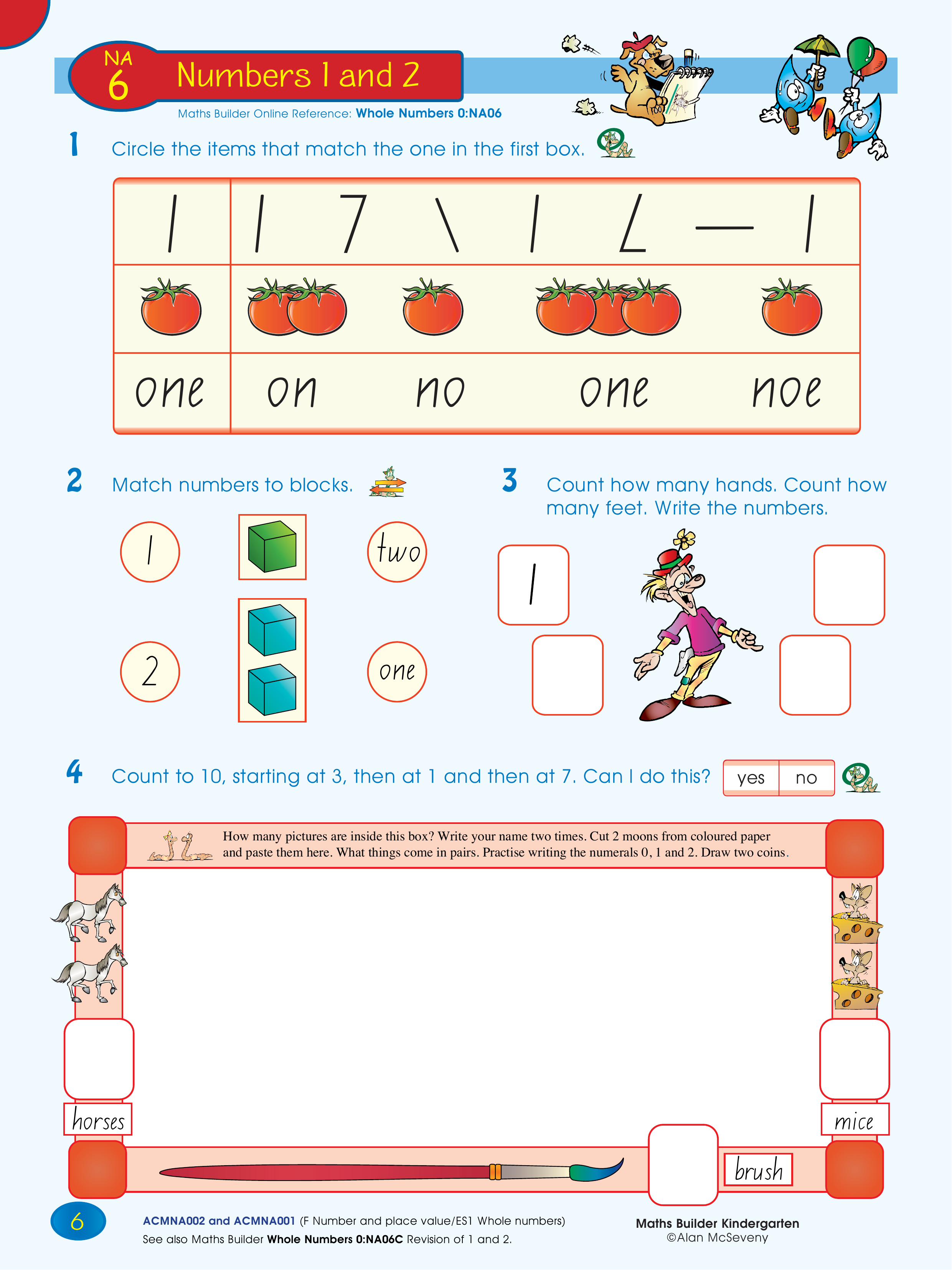 Numbers 1 and 2 — worksheet preview