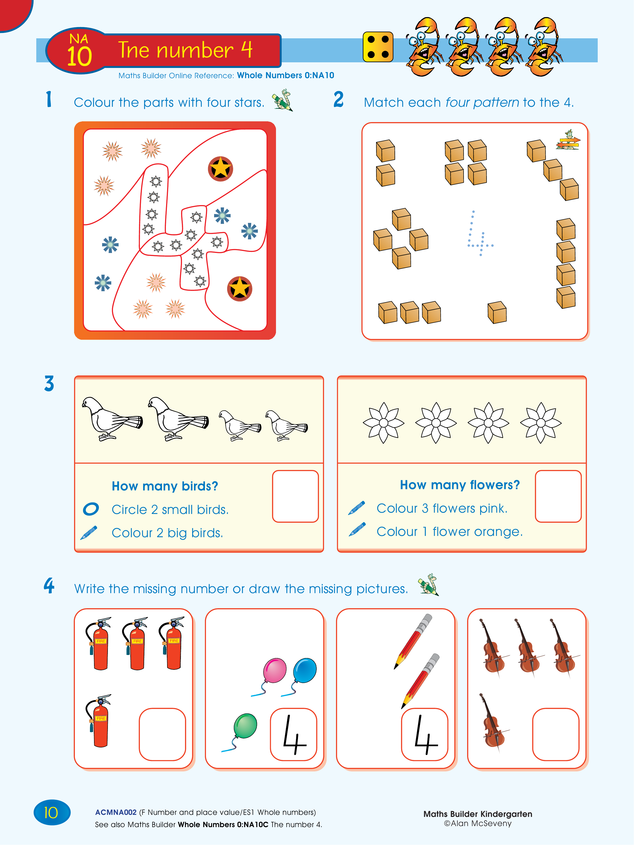 The number 4 — worksheet preview