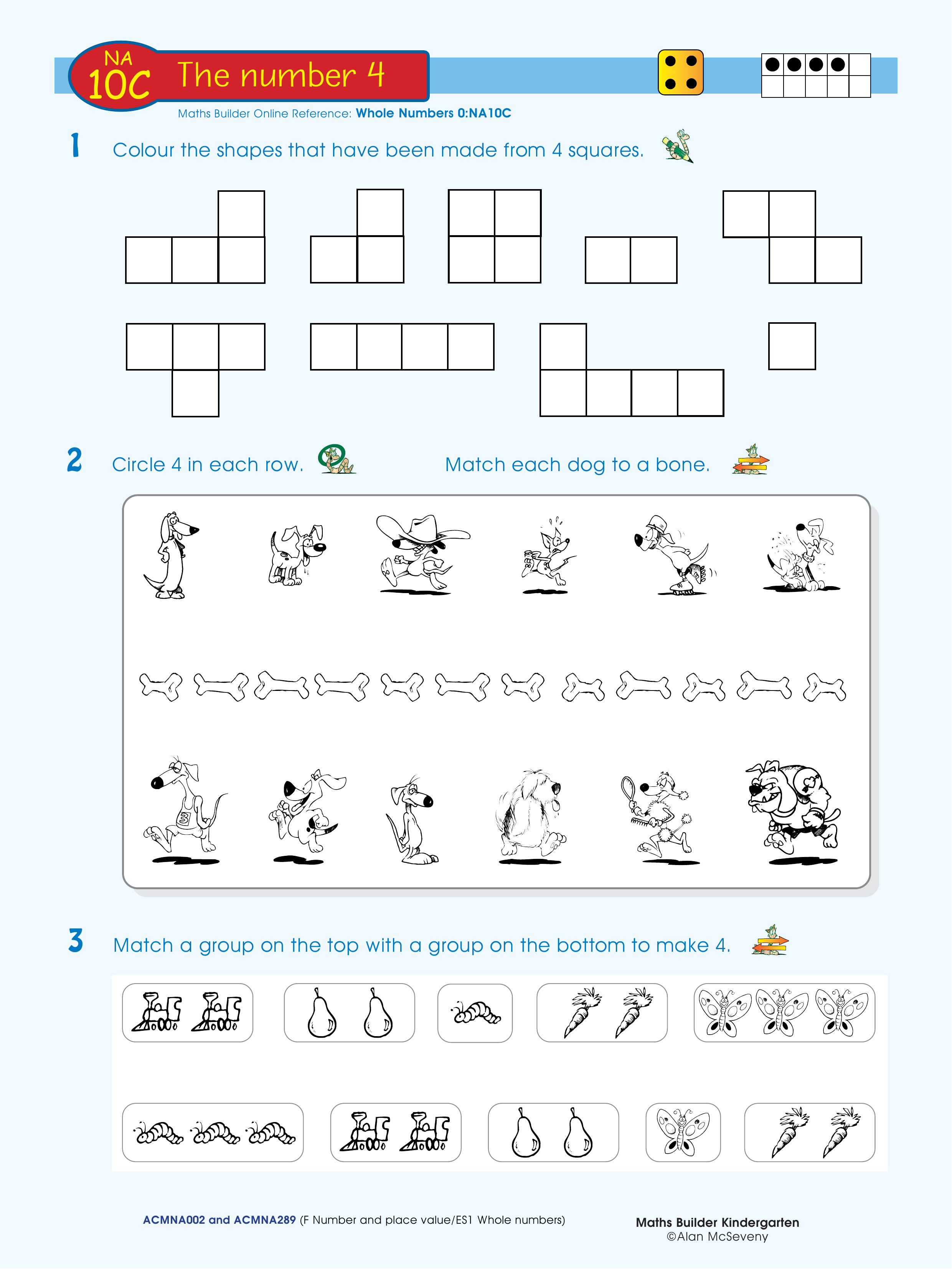 The number 4 — worksheet preview