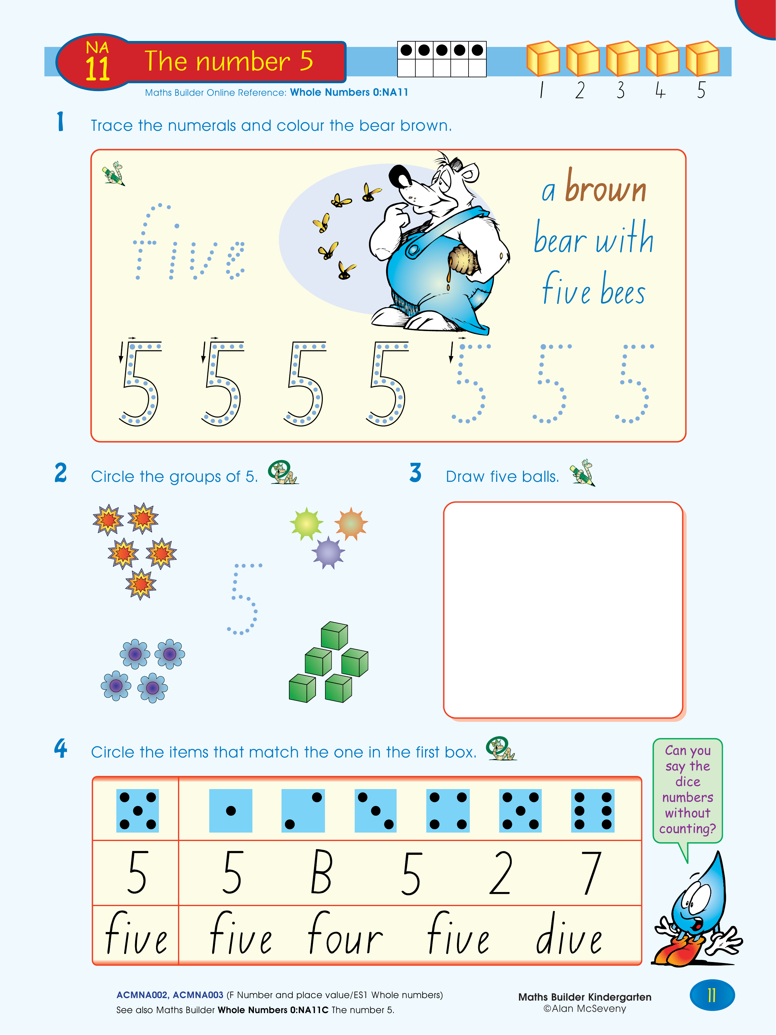 The number 5 — worksheet preview