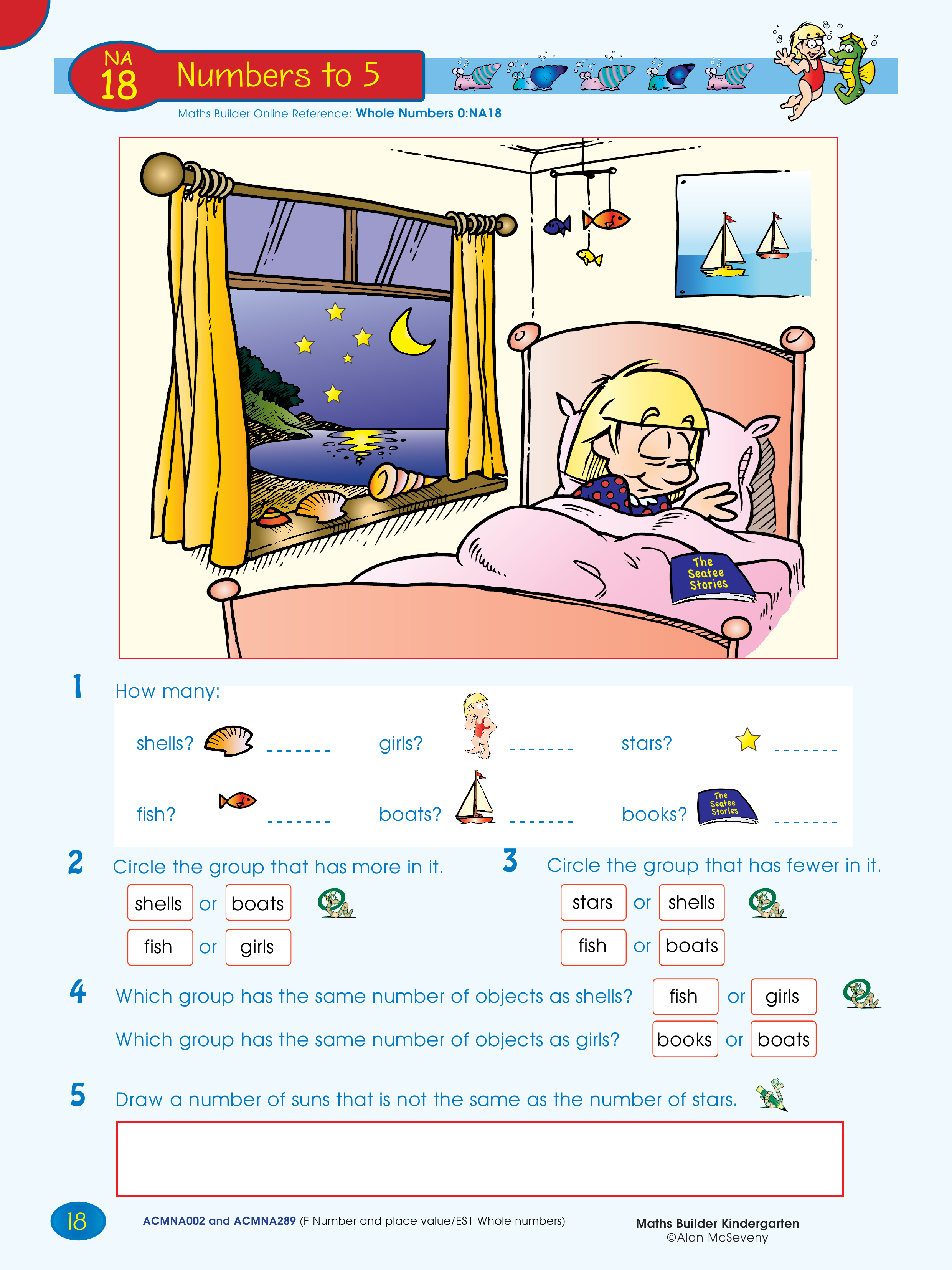 Numbers to 5 — worksheet preview