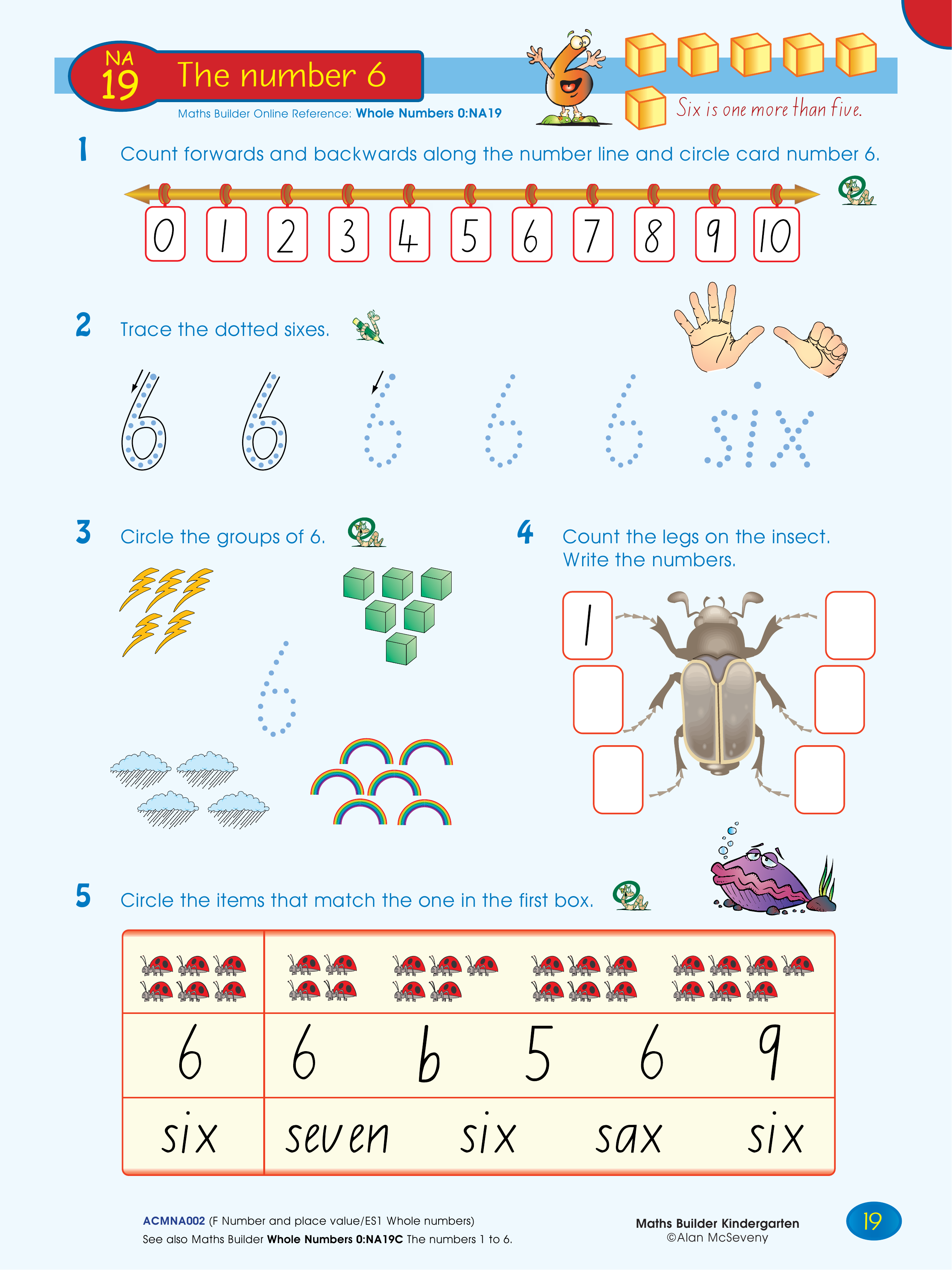 The number 6 — worksheet preview