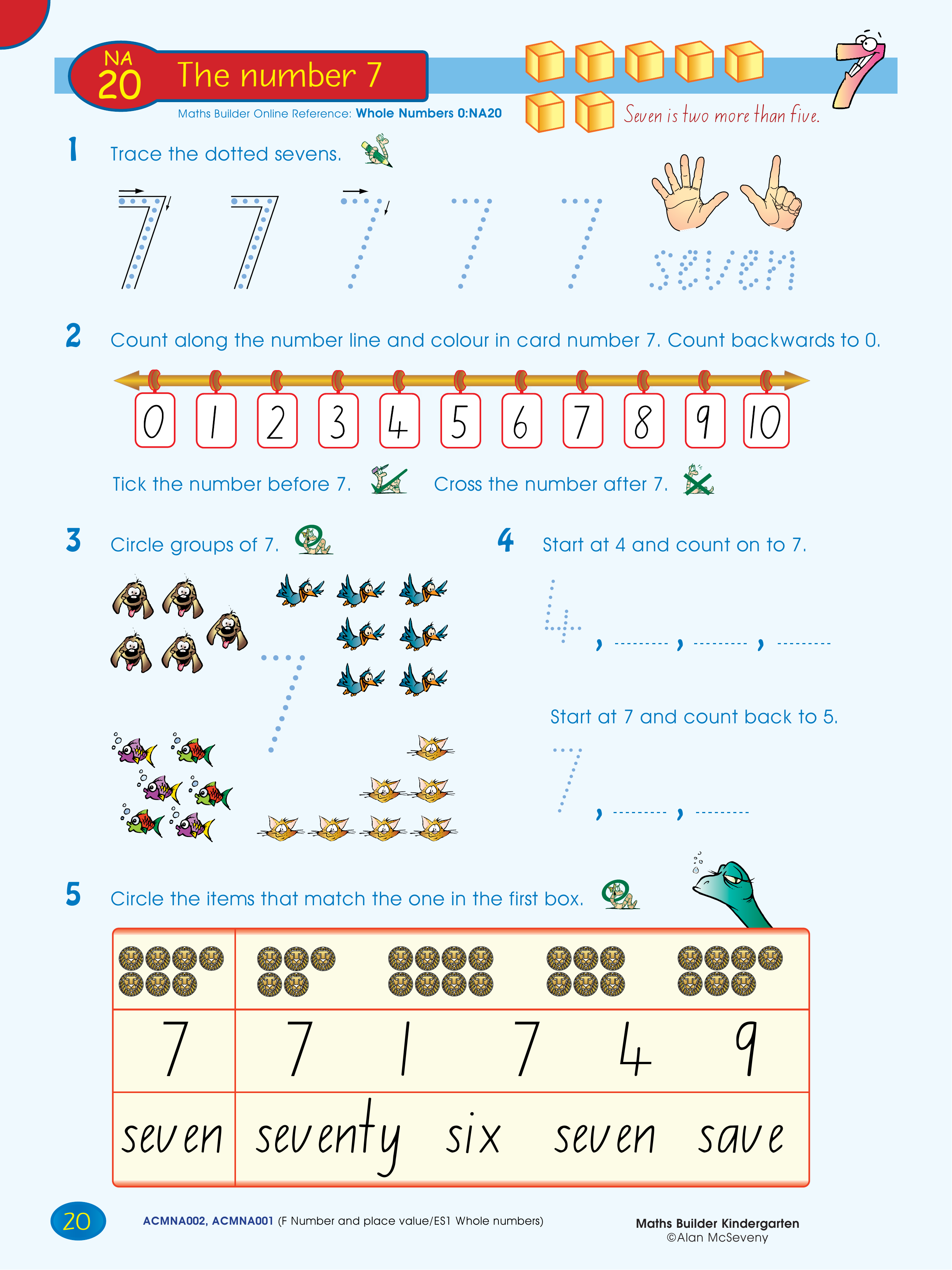 The number 7 — worksheet preview