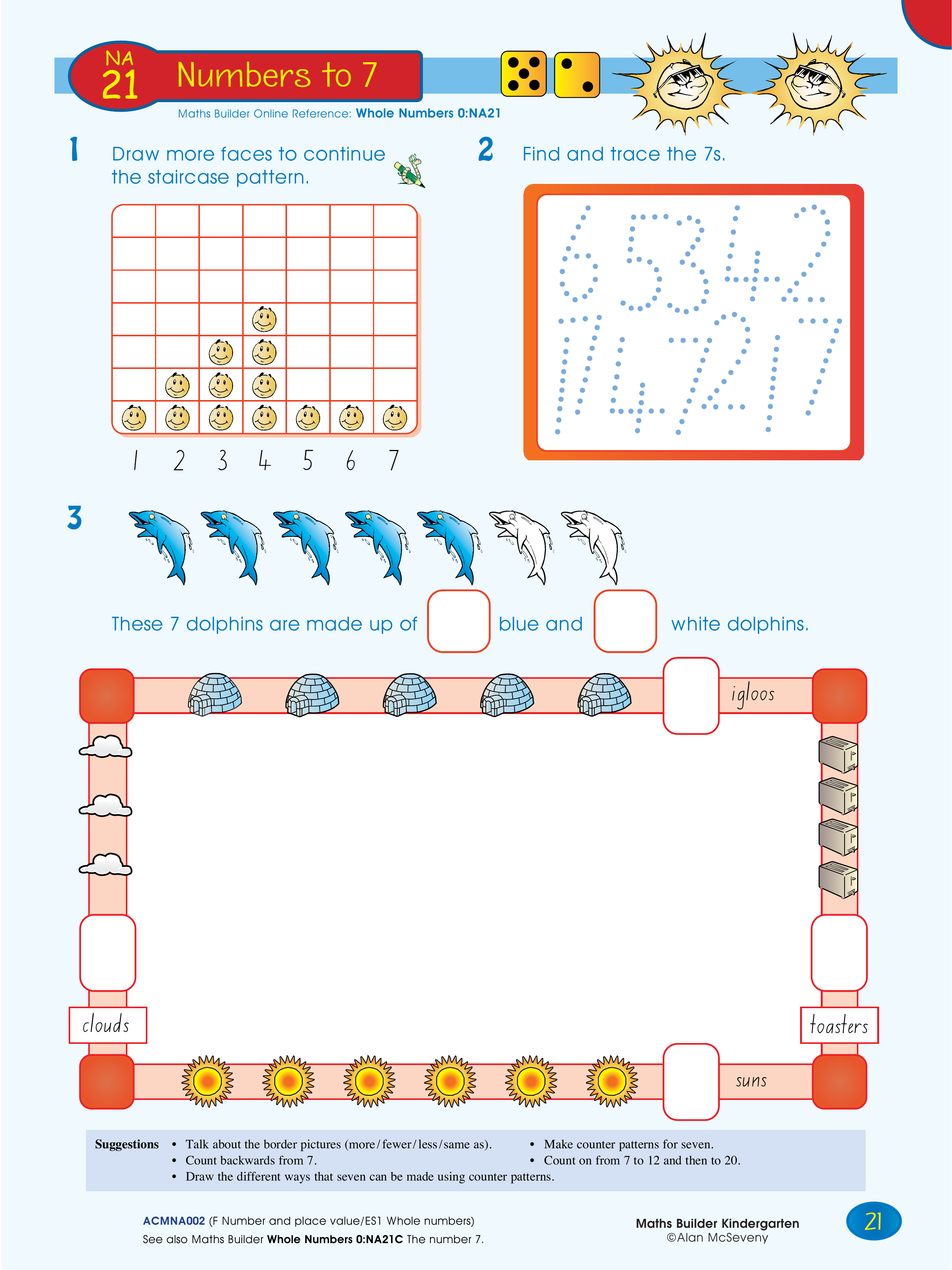 Numbers to 7 — worksheet preview