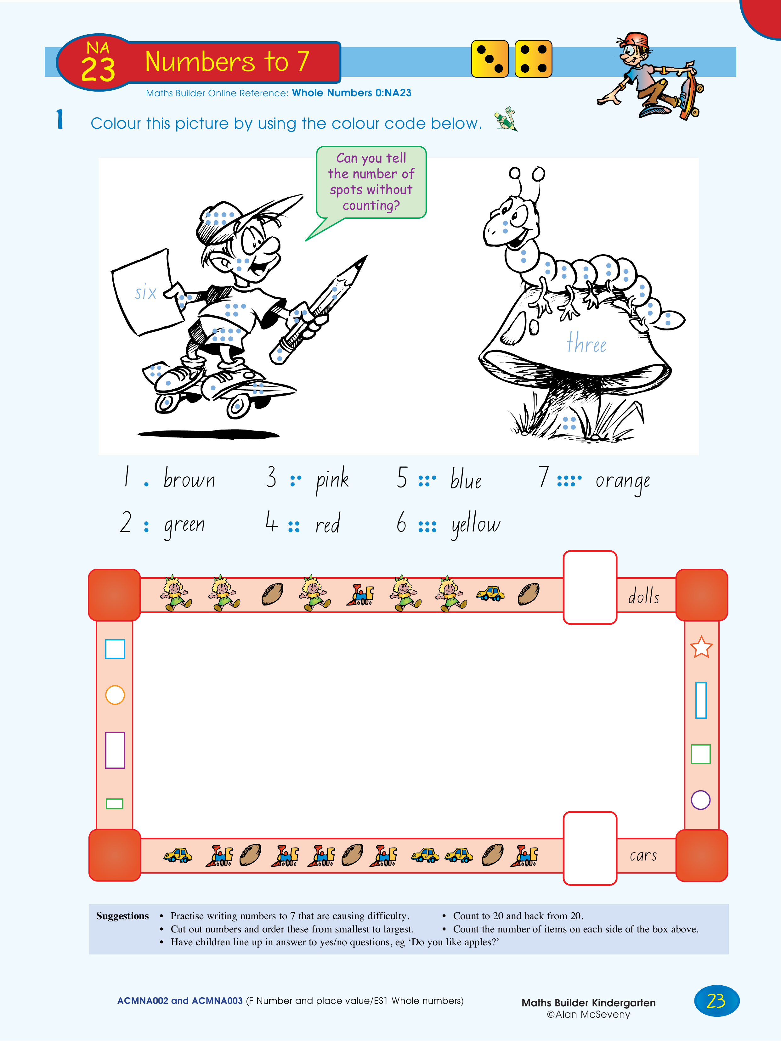 Numbers to 7 — worksheet preview