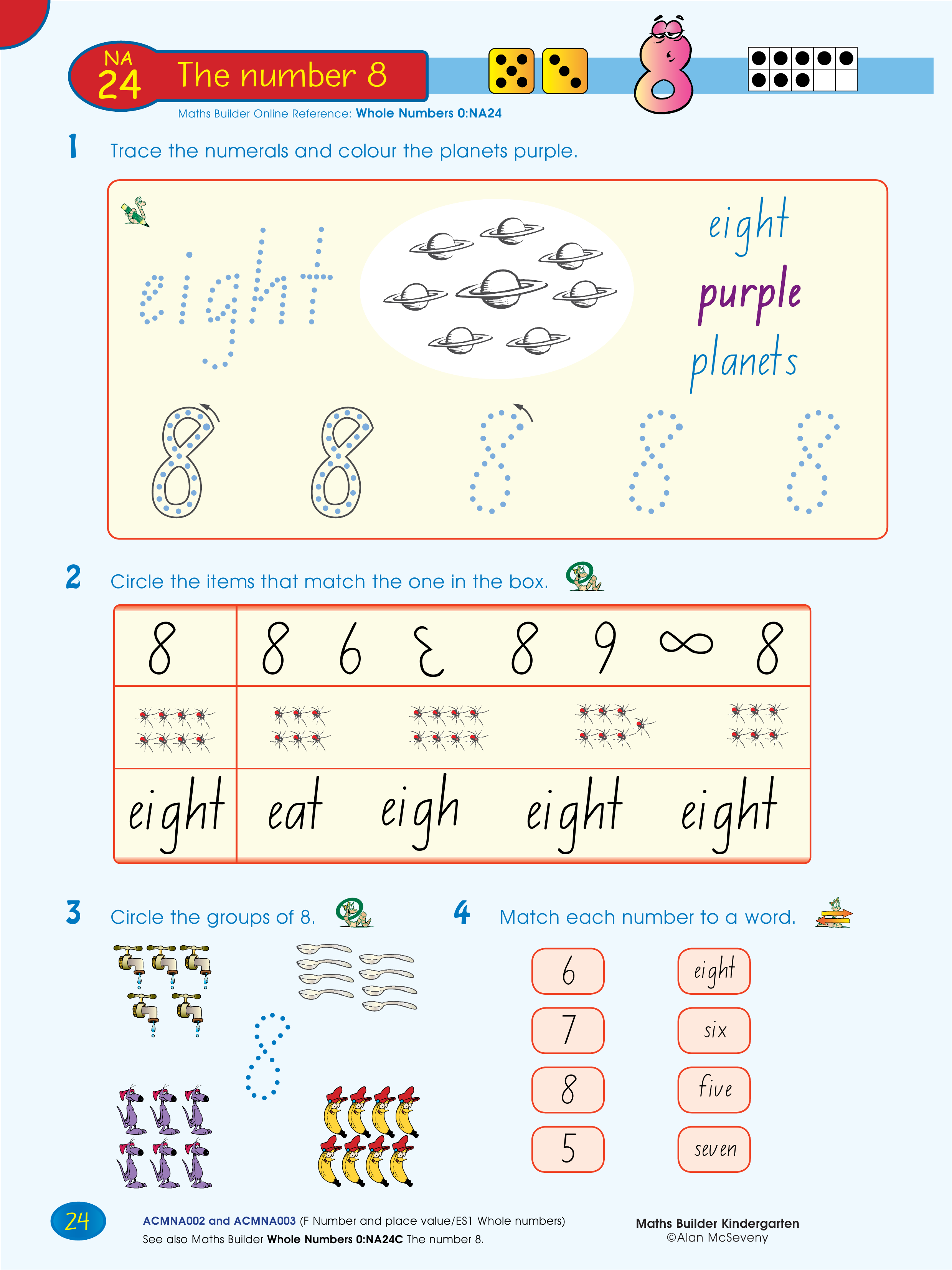 The number 8 — worksheet preview
