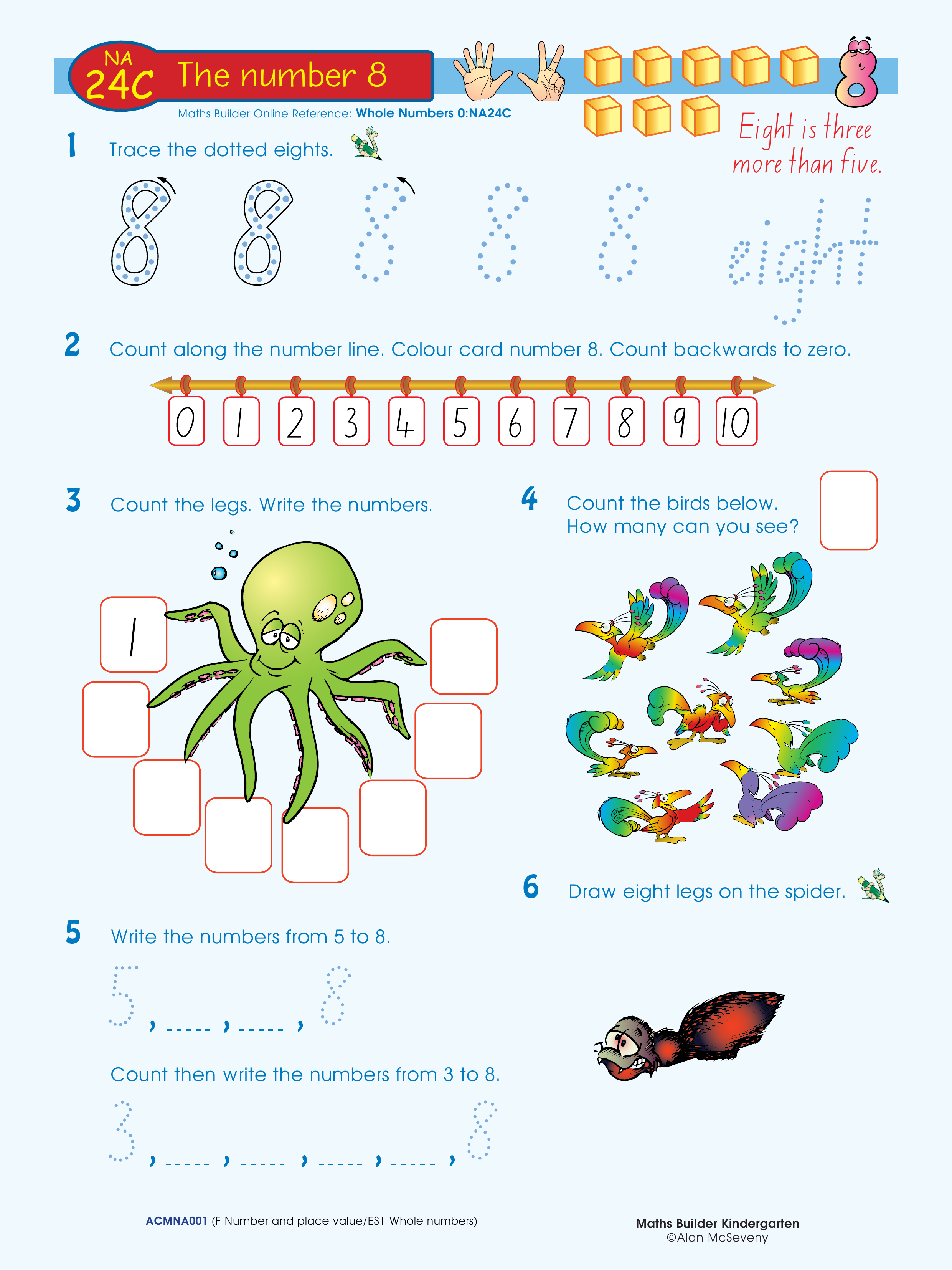 The number 8 — worksheet preview