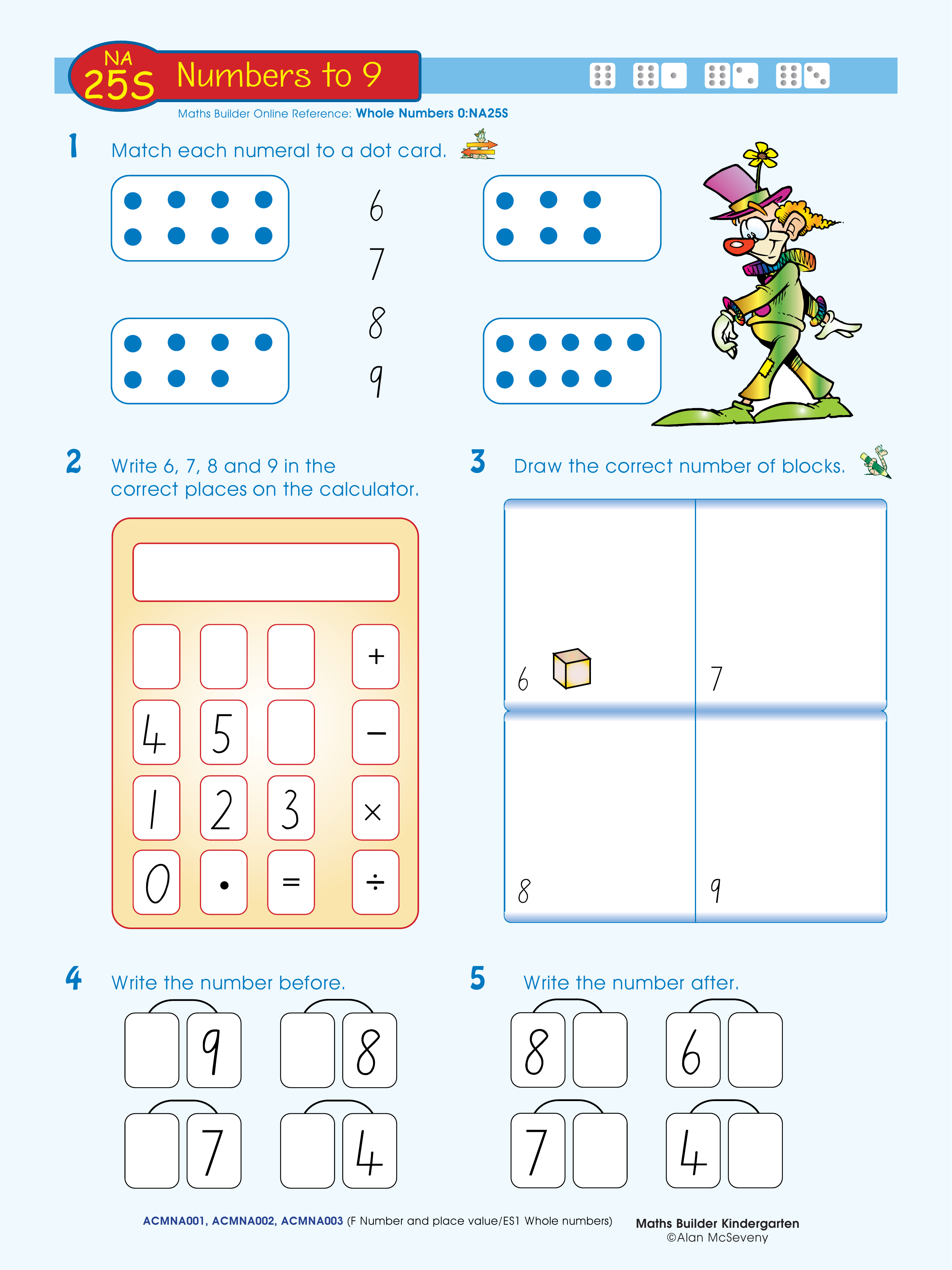 Numbers to 9 — worksheet preview