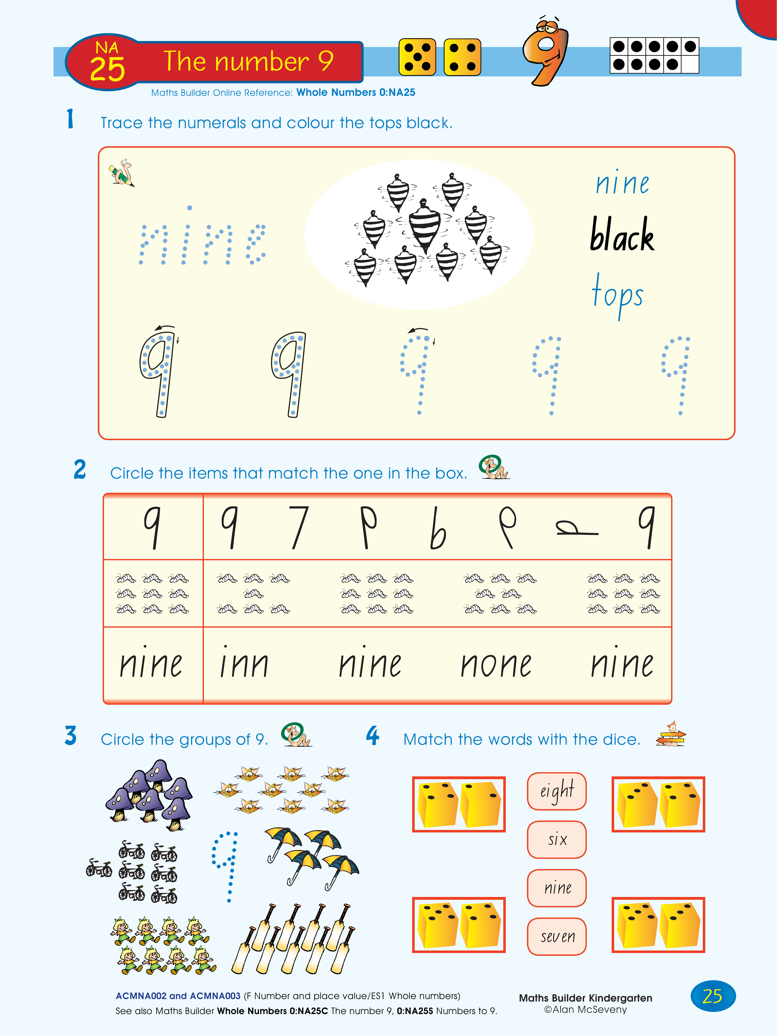 The number 9 — worksheet preview
