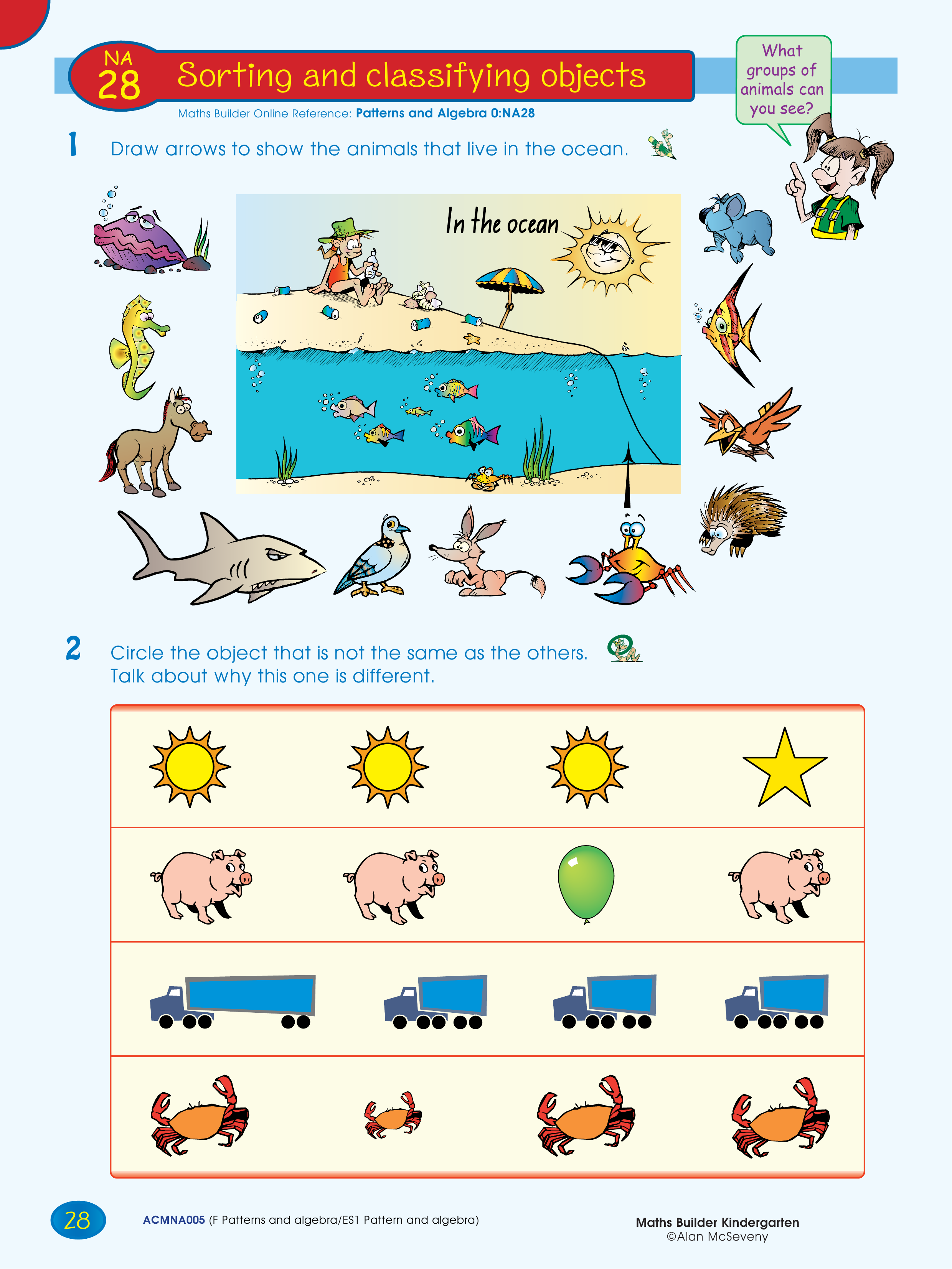 Sorting and classifying objects — worksheet preview