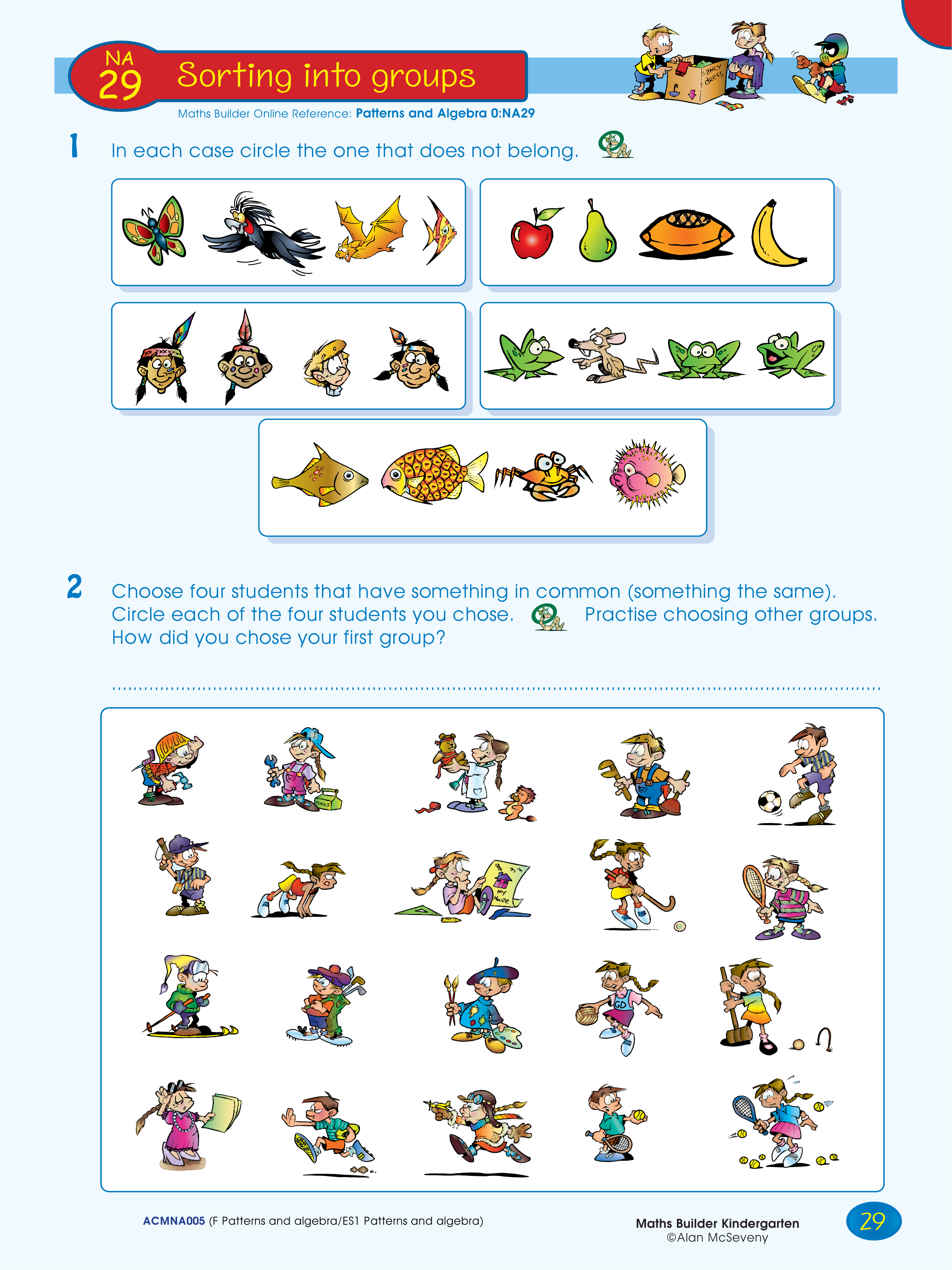 Sorting into groups — worksheet preview