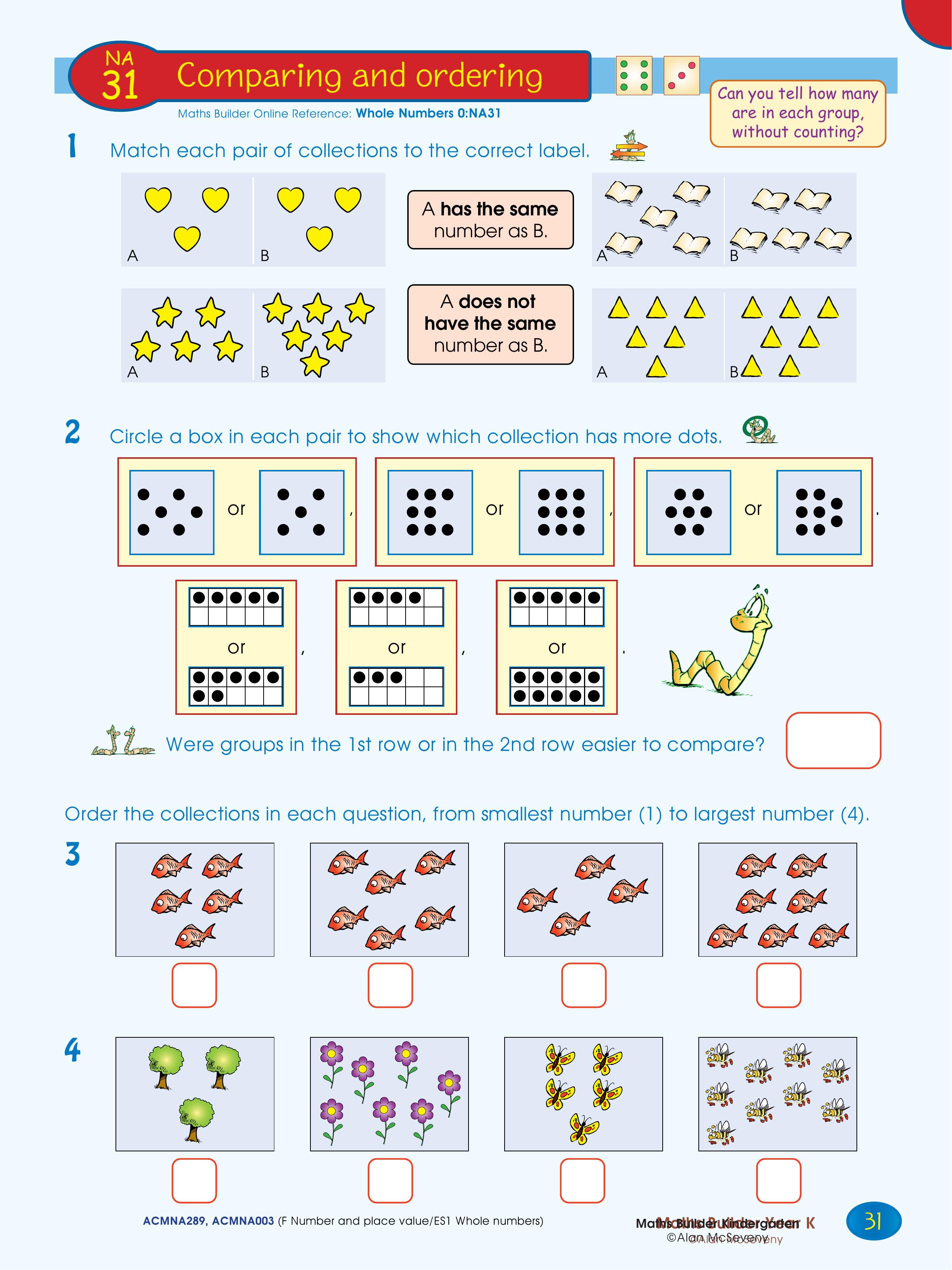 Comparing and counting — worksheet preview