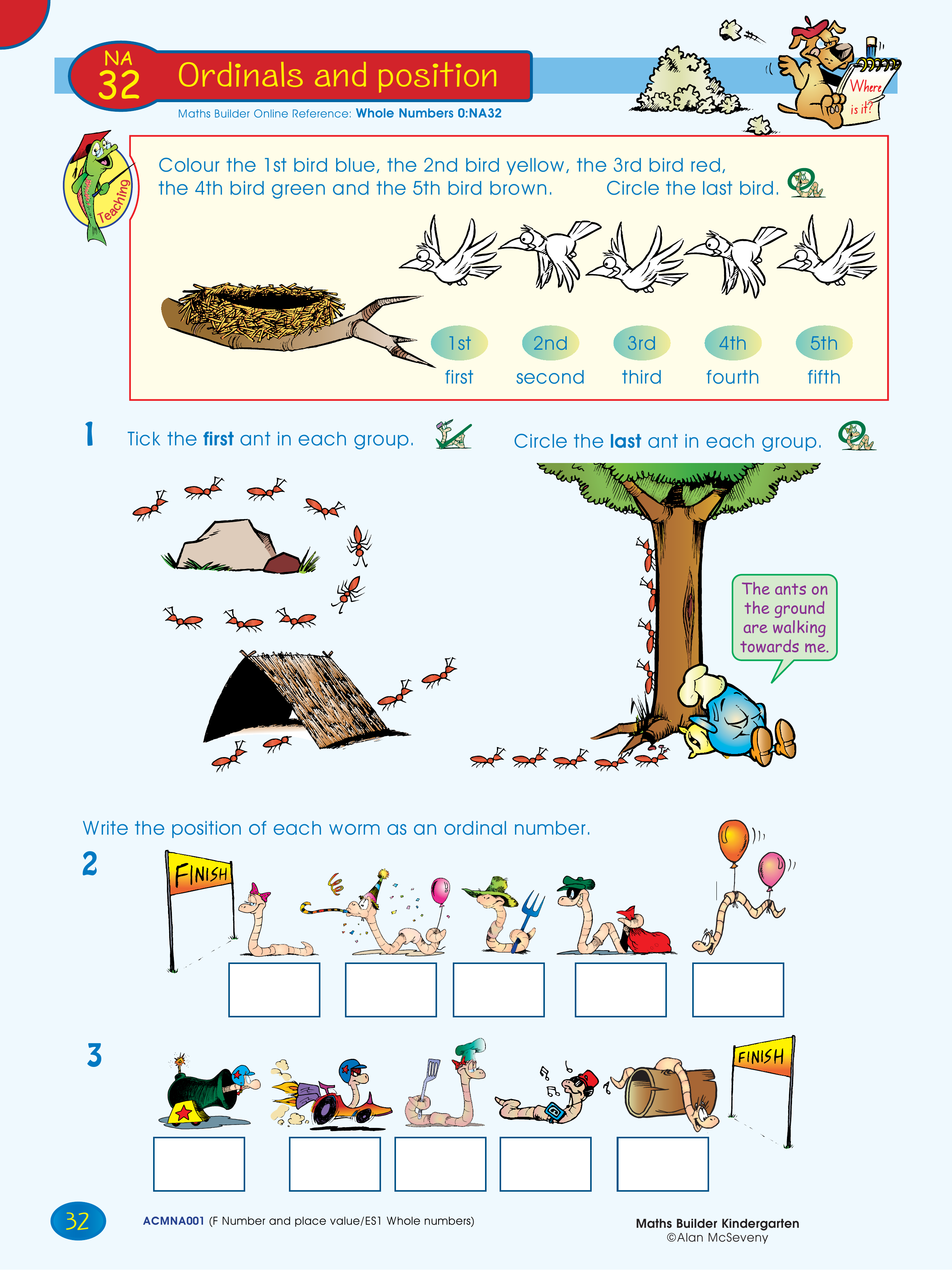 Ordinals and position — worksheet preview